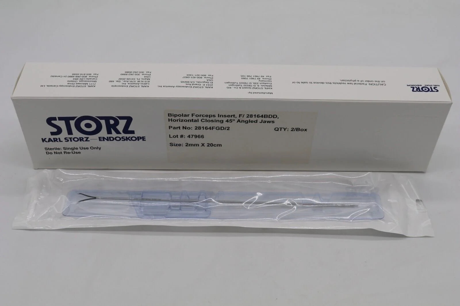 Karl Storz Endoskope | 28164FGD | Bipolar Forceps Insert Horizontal Closing 45° Angled Jaws
