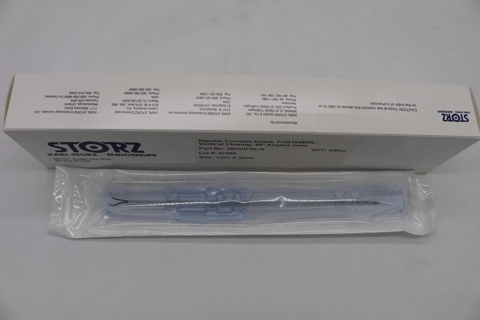 Karl Storz Endoskope | 28164FGL/2 | Bipolar Forceps Insert Vertical Closing 45° Angled Jaws