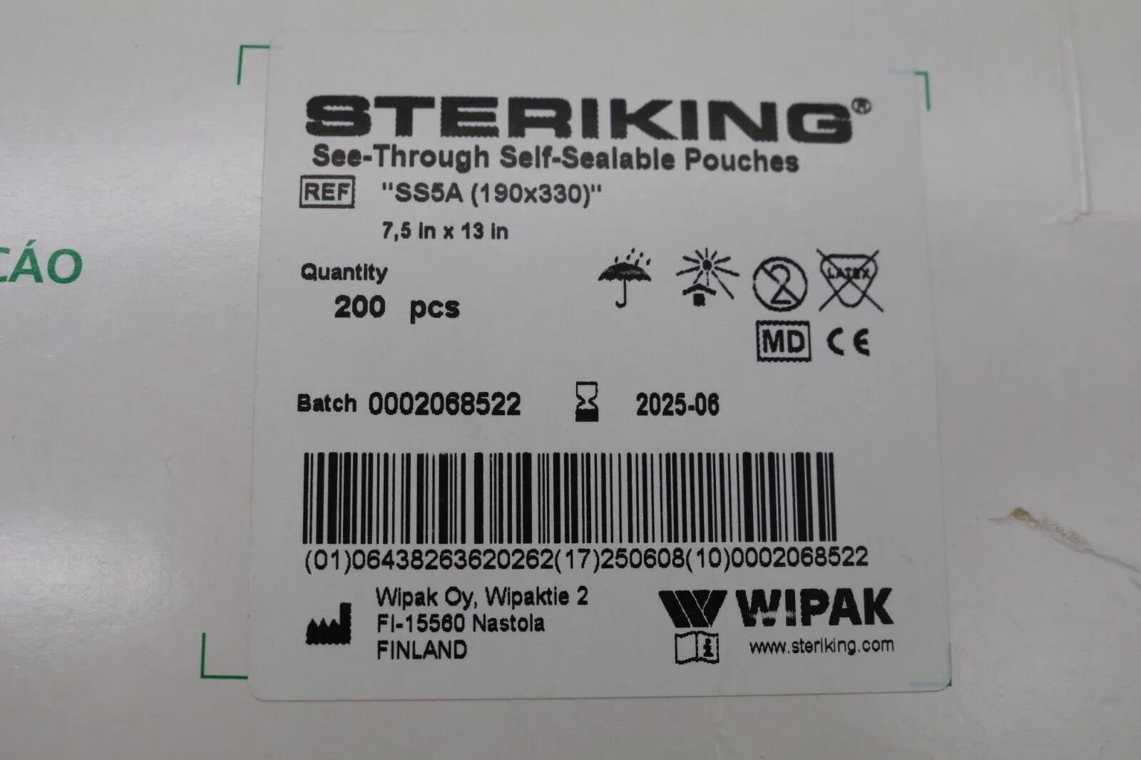 Wipak Oy | SS5A | Steriking Sterilization Pouches 190x330