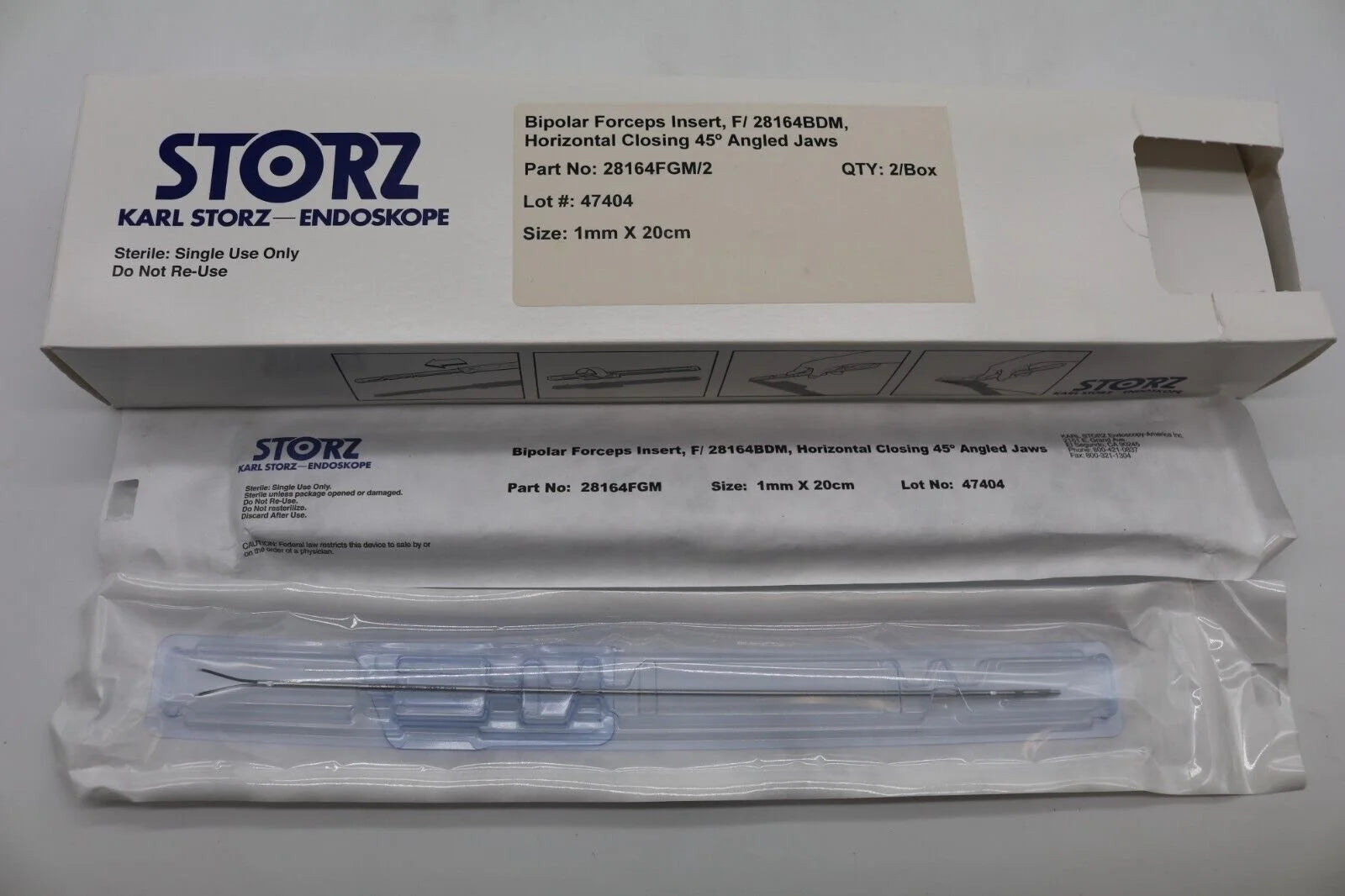 Karl Storz Endoskope | 28164FGM | Bipolar Forceps Insert Horizontal Closing 45° Angled Jaws