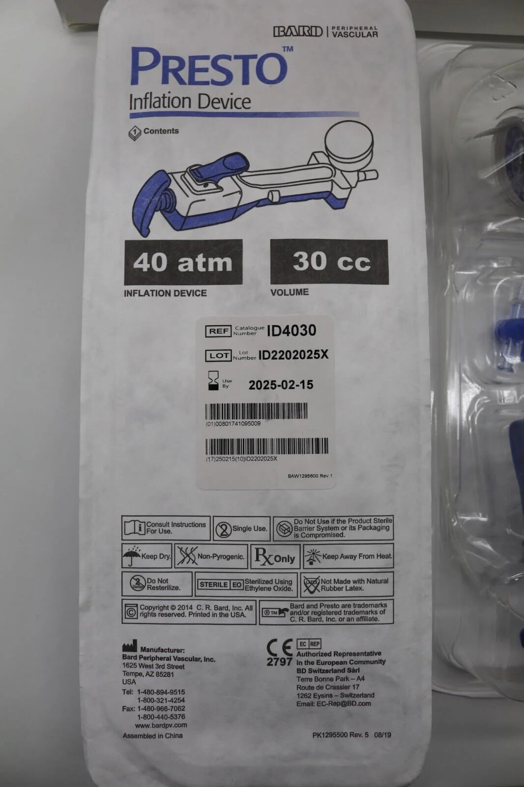 Bard | ID4030 | Presto Inflation Device 40atm 30cc