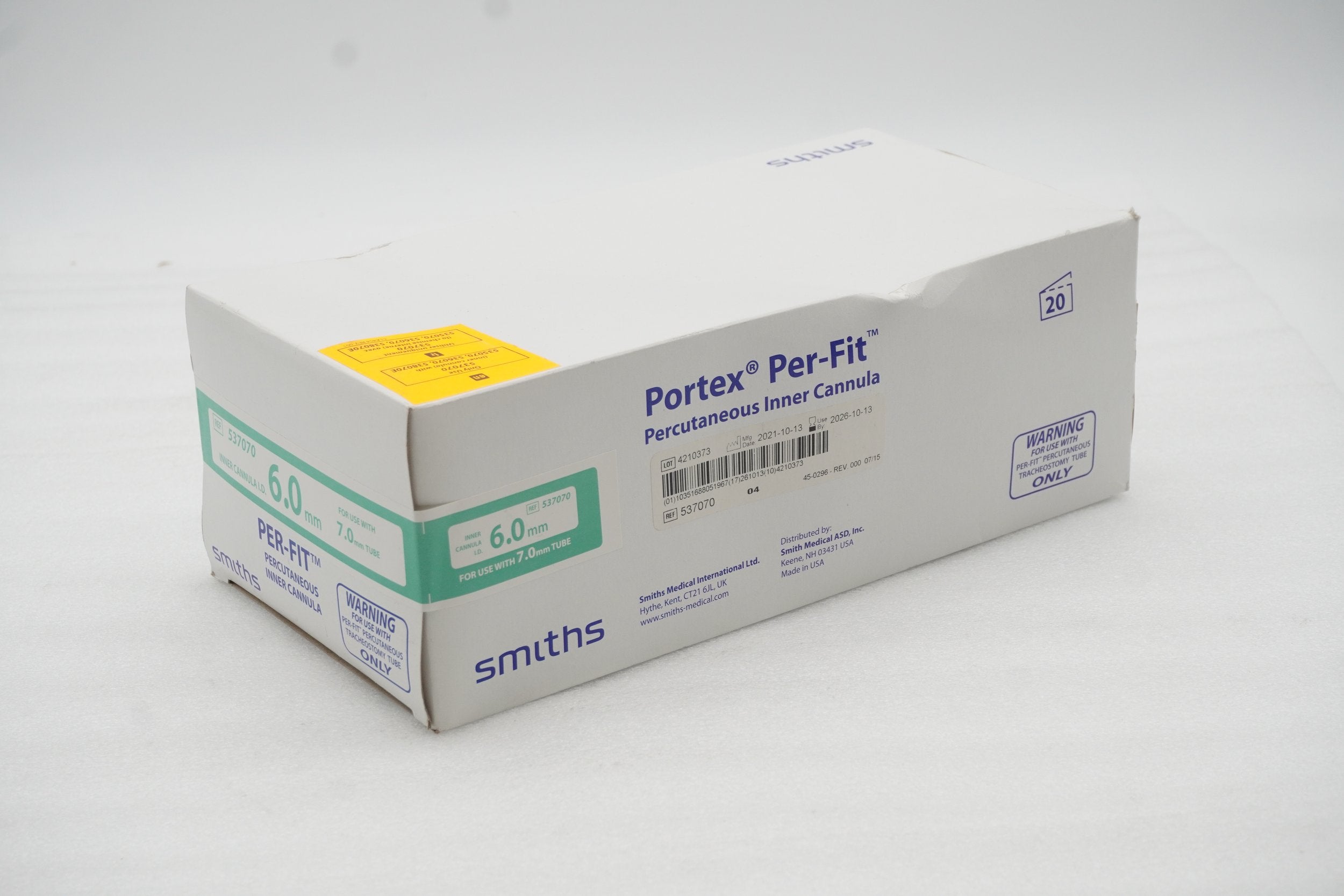Smiths Medical | 537070 | CANNULA INNER TRACHEOSTOMY REPLACEMENT SIZE 6MM FLEXIBLE PORTEX DISPOSABLE NON-STERILE