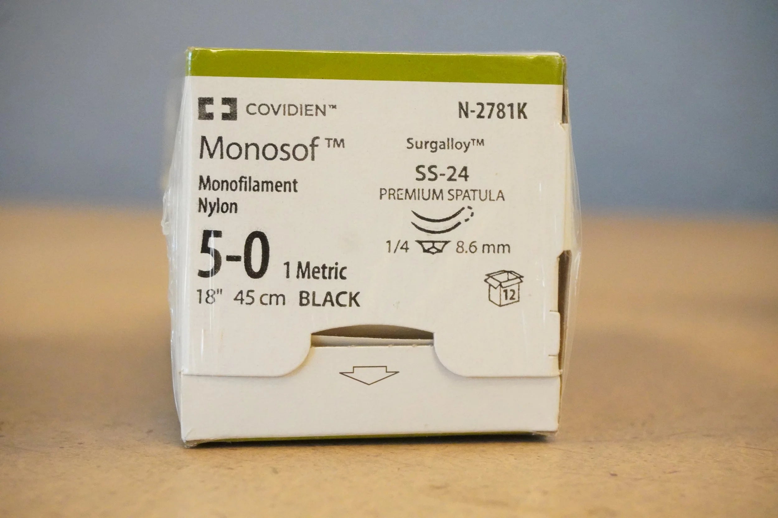 Covidien | N-2781K | Monosof Monofilament Nylon 5-0 1 Metric 18" 45cm BLACK