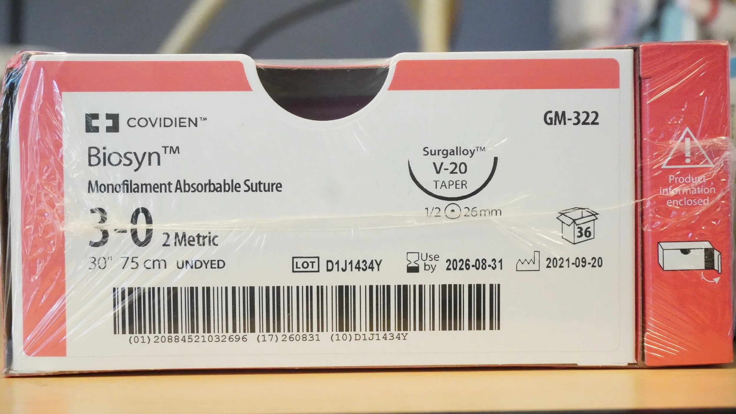 Covidien | GM-322 | Biosyn Monofilament Absorbable Suture 3-0 2 Metric 30" 75cm UNDYED