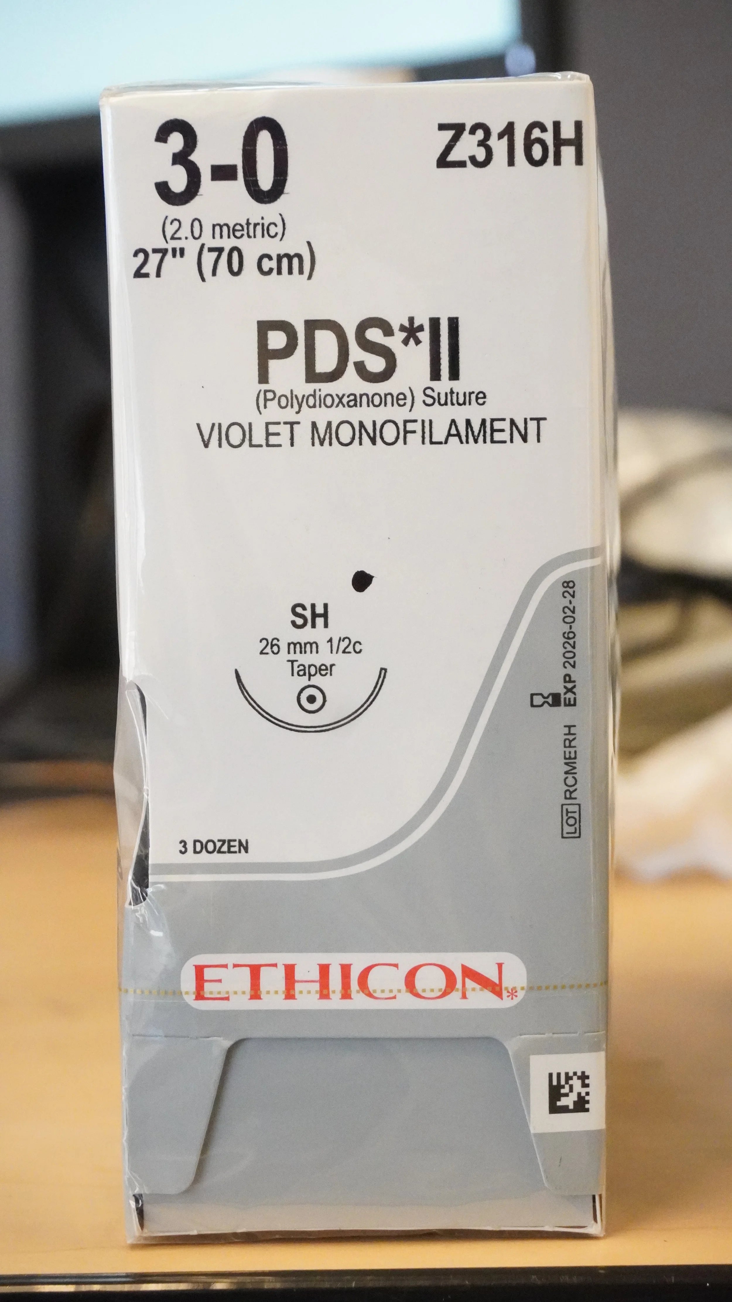 Ethicon | Z316H | PDS II Polydioxanone Suture VIOLET Monofilament 3-0 27"