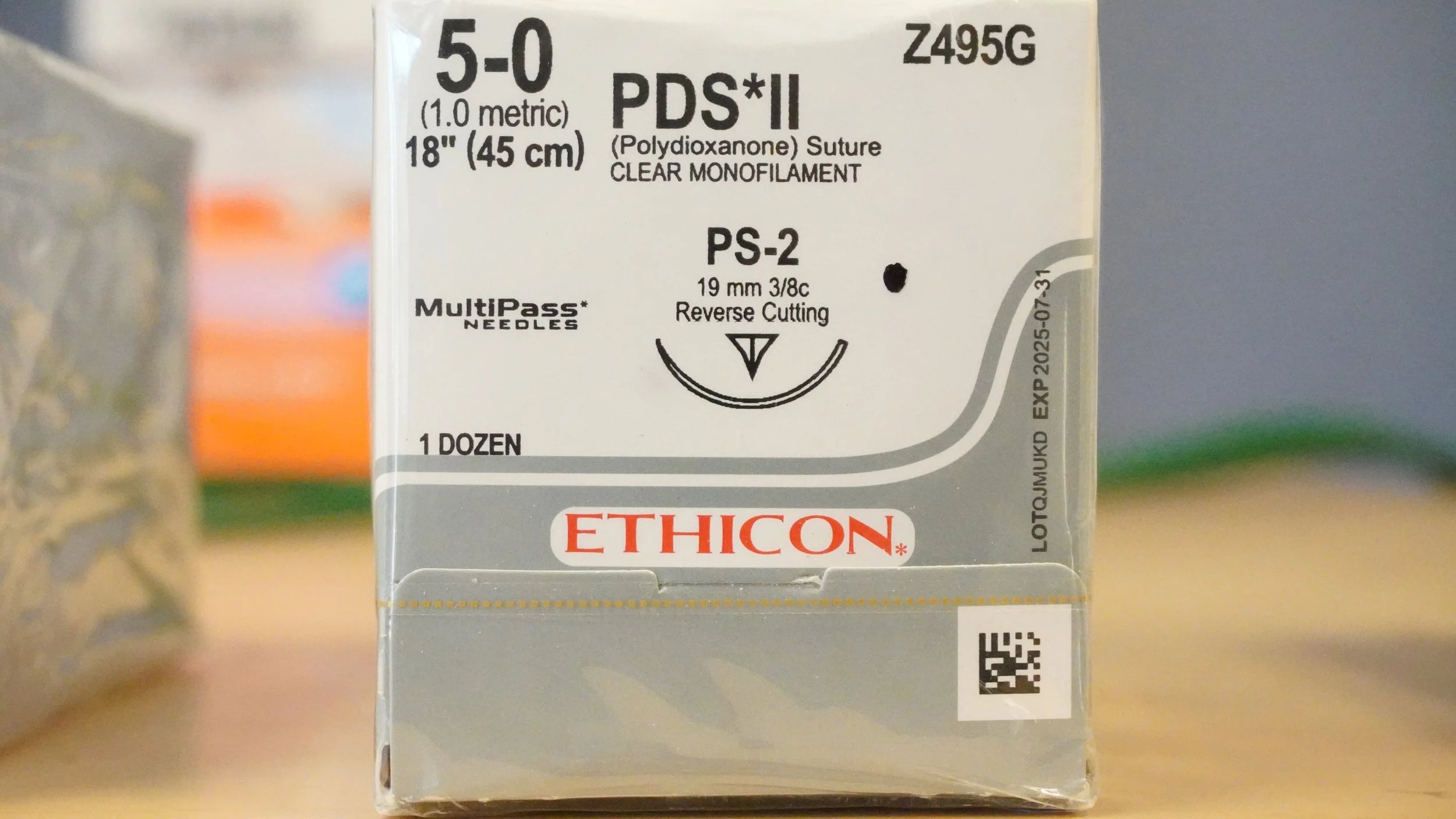 Ethicon | Z495G | PDS II Polydioxanone Suture CLEAR Monofilament 5-0 18"