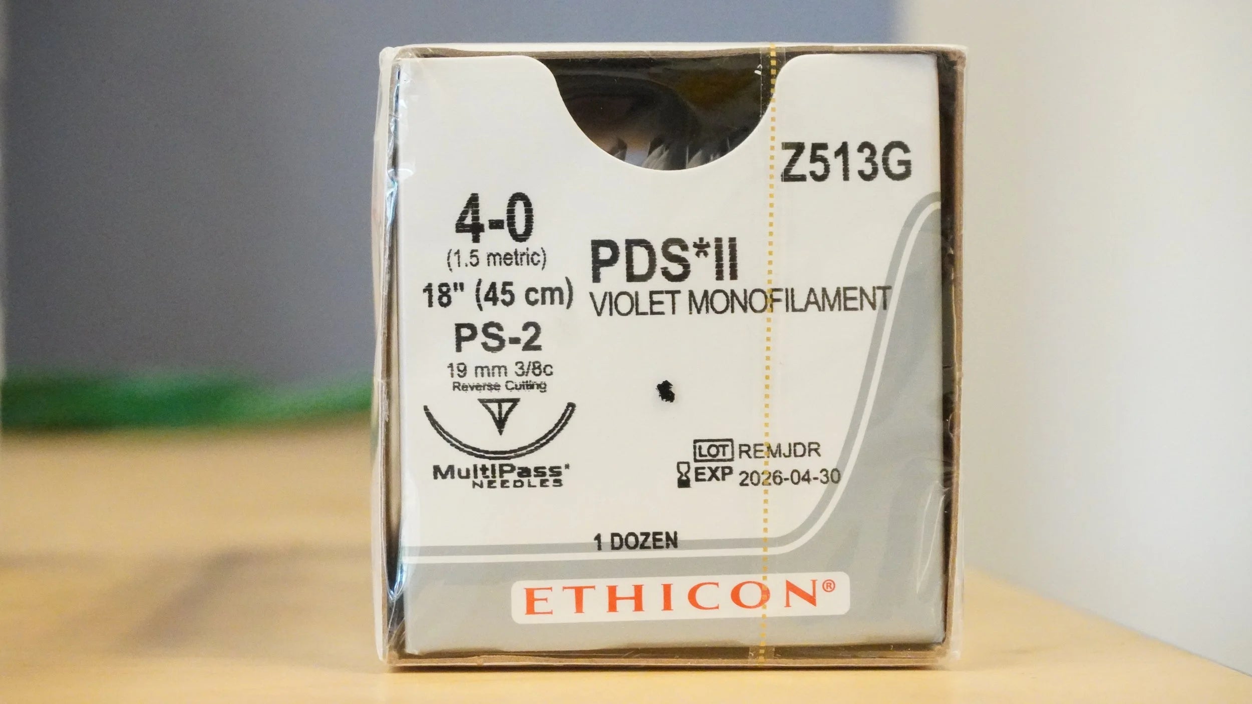 Ethicon | Z513G | PDS II Polydioxanone Suture VIOLET Monofilament 4-0 18"
