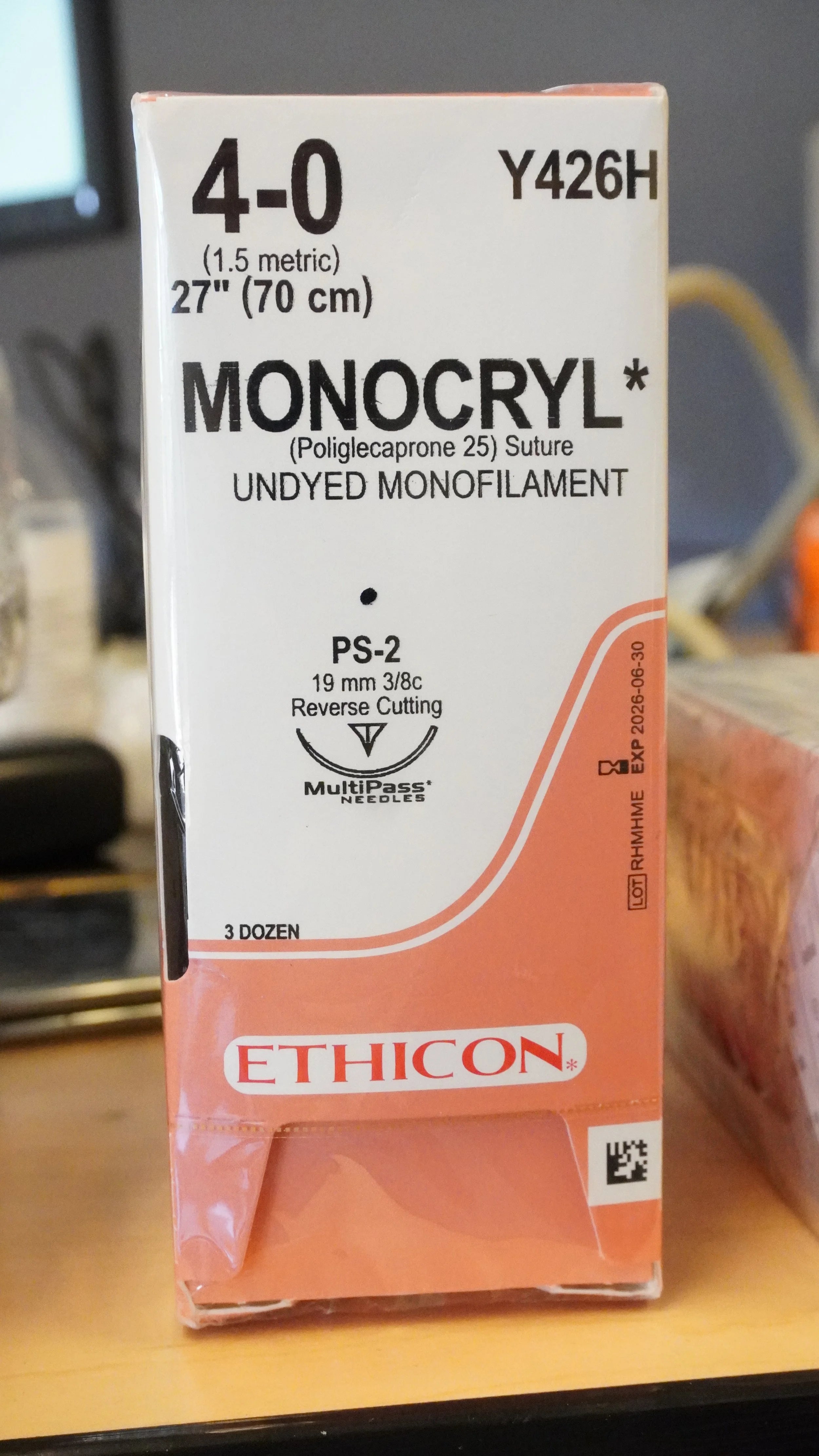 Ethicon | Y426H | Monocryl Suture UNDYED Monofilament 4-0 27"