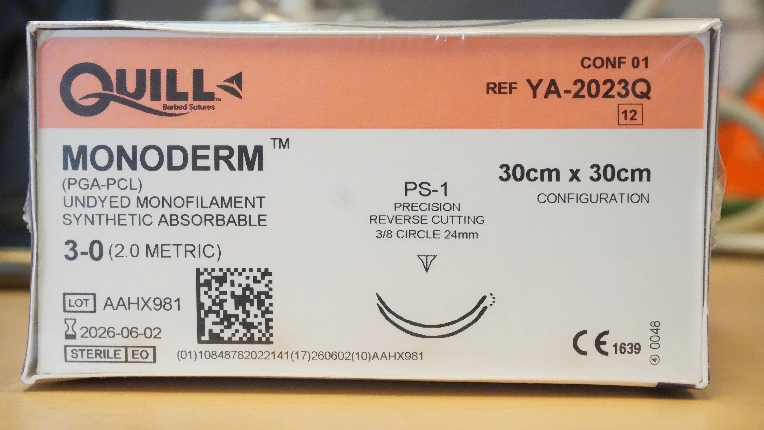 QUILL | YA-2023Q | MONODERM UNDYED Monofilament Synthetic Absorbable 3-0 30cm x 30cm