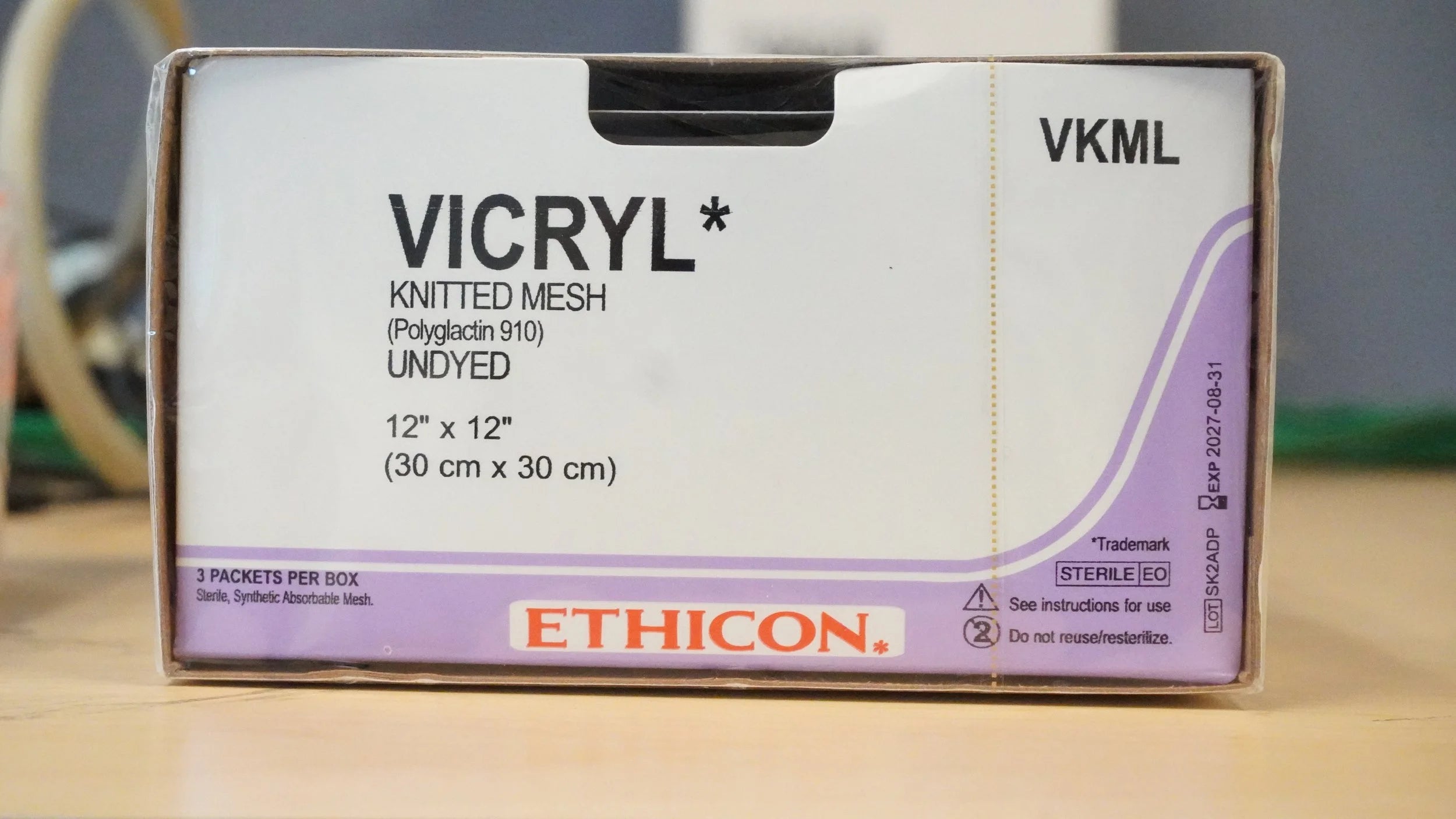 Ethicon | VKML | VICRYL Knitted Mesh Polyglactin 910 UNDYED 12" x 12"