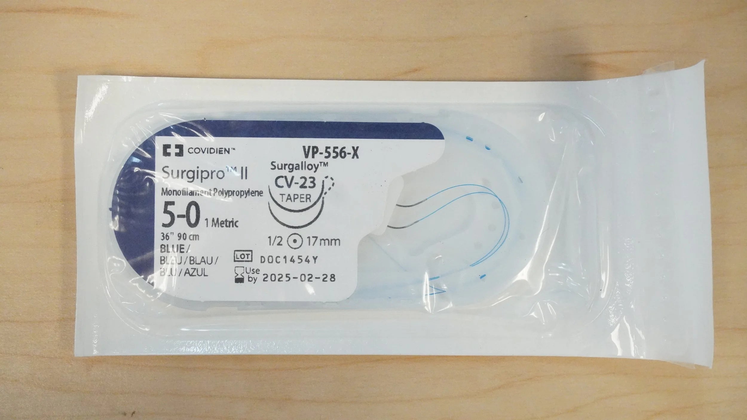 Covidien | VP-556-X | Surgipro II Monofilament Polypropylene 5-0 1 Metric 36" 90cm BLUE