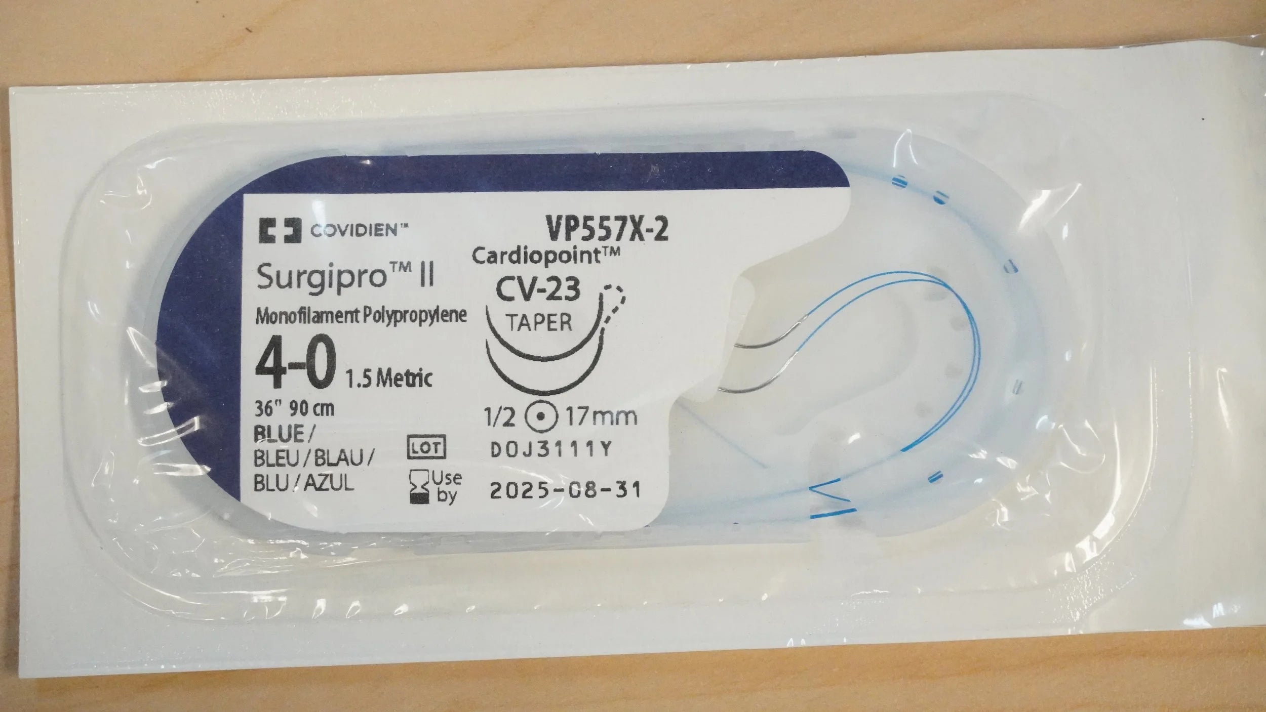 Covidien | VP557X-2 | Surgipro Monofilament Polypropylene 4-0 1.5 Metric 36" 90cm BLUE