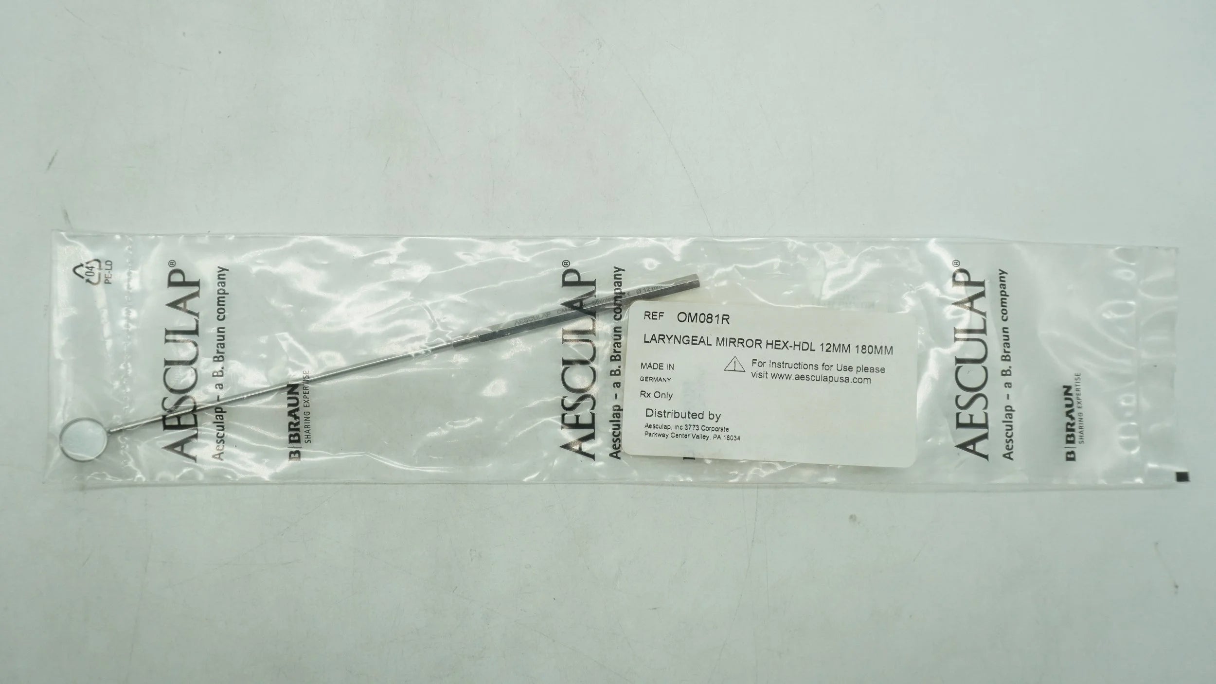 B Braun | OM081R | AESCULAP Laryngeal Mirror Hex HDL 12mm 180mm