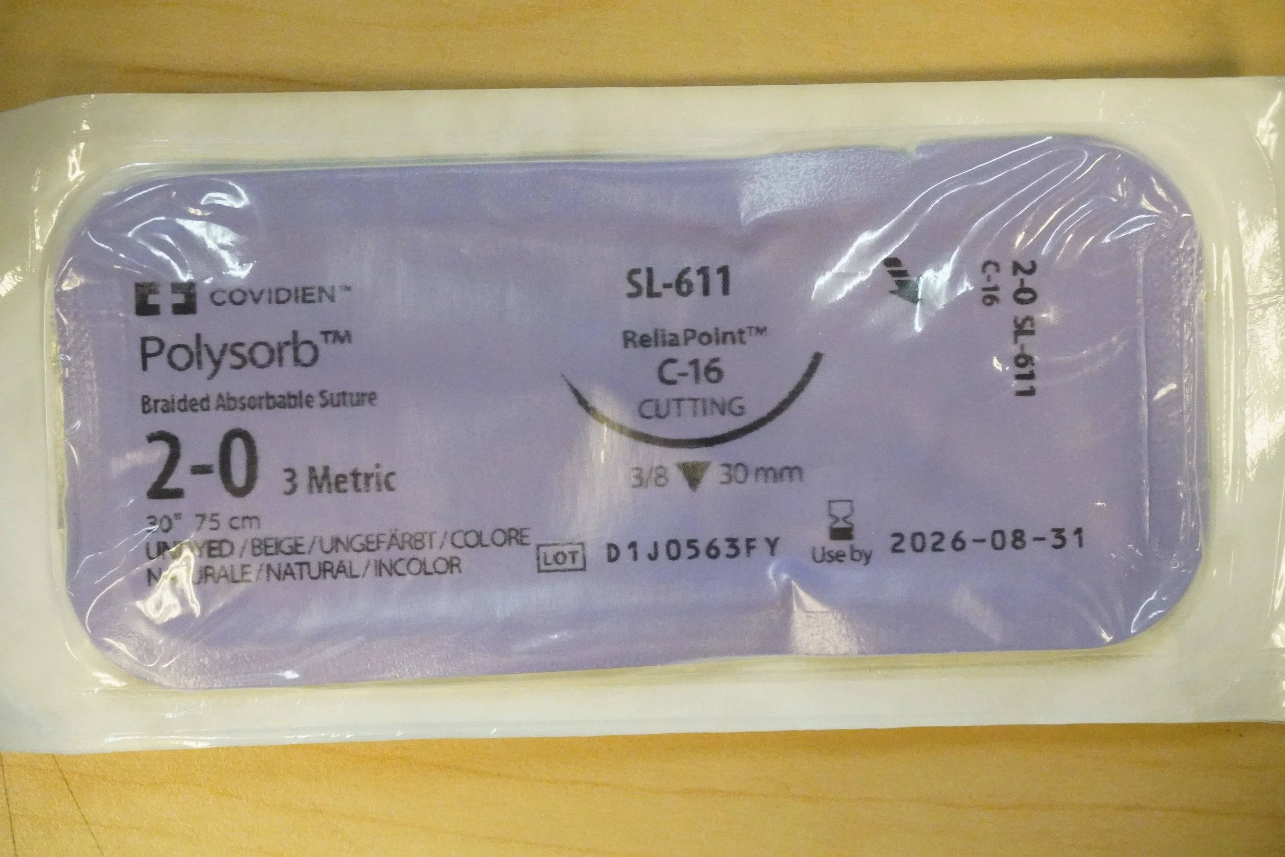 Covidien | SL-611 | Polysorb Braided Absorbable Suture 2-0 Metric 30" 5cm UNDYED