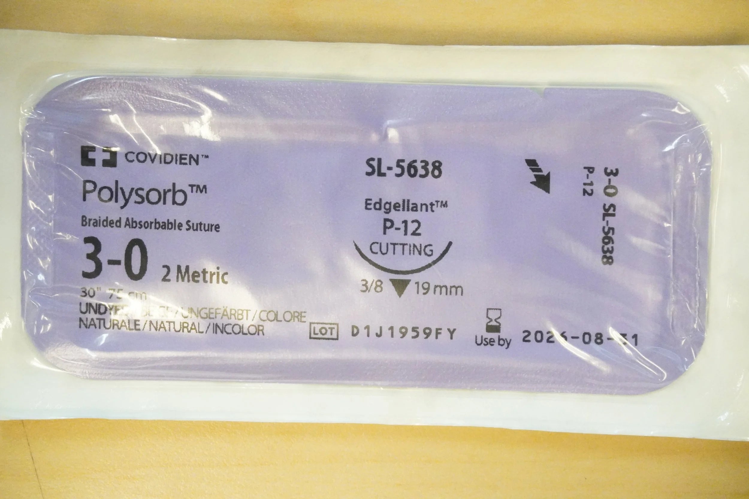 Covidien | SL-5638 | Polysorb Braided Absorbable Suture 4-0 1.5 Metric 30" 75cm UNDYED