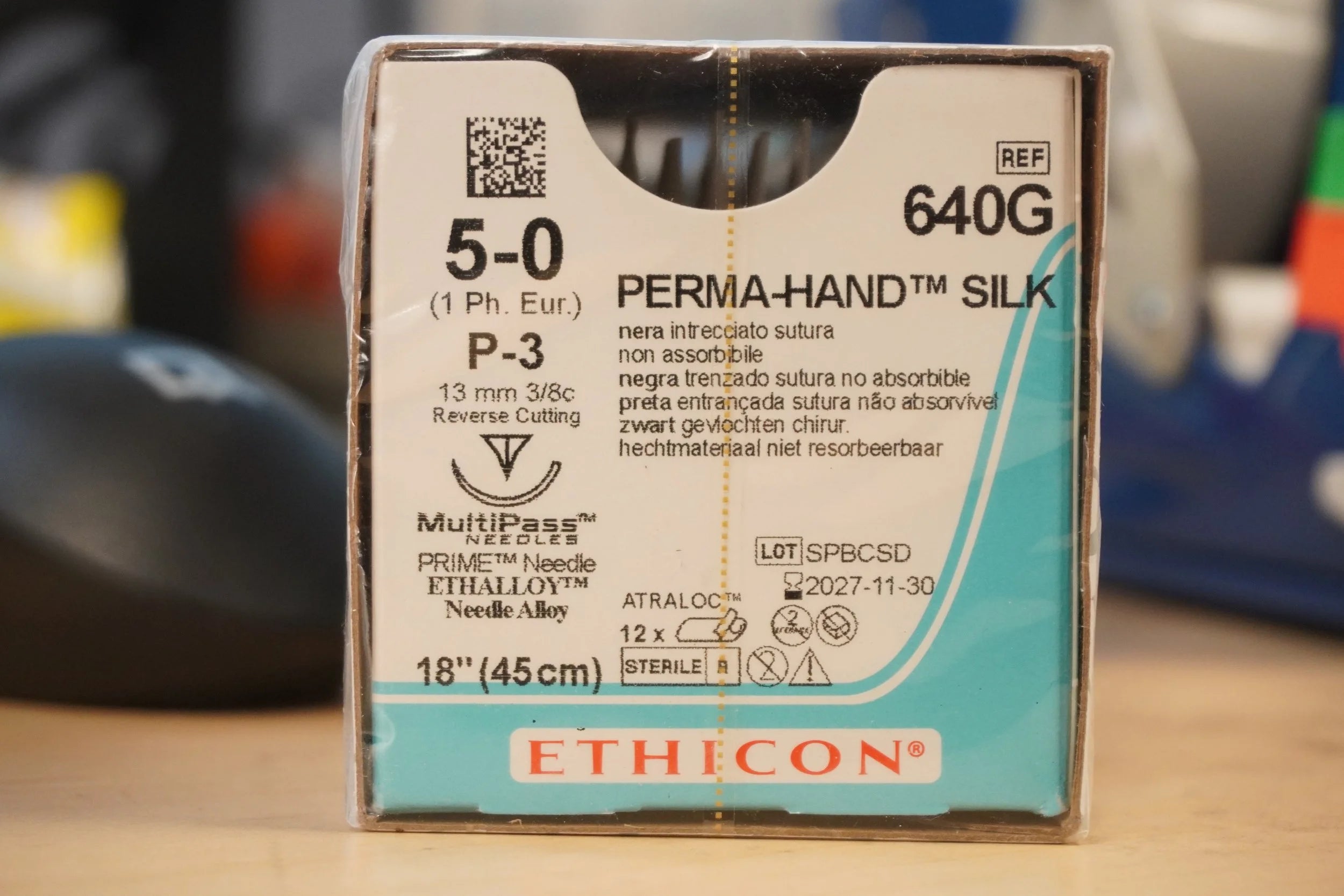 Ethicon | 640G | Perma-Hand Silk Suture 5-0 18"