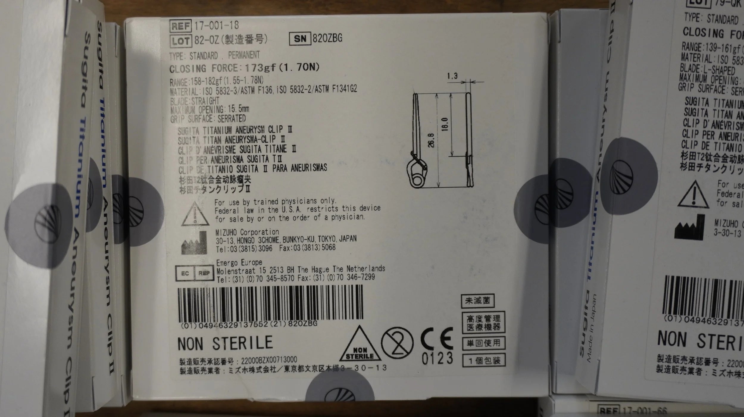 Mizuho | 17-001-18 | SugitaClip Titanium Aneurysm Clip II