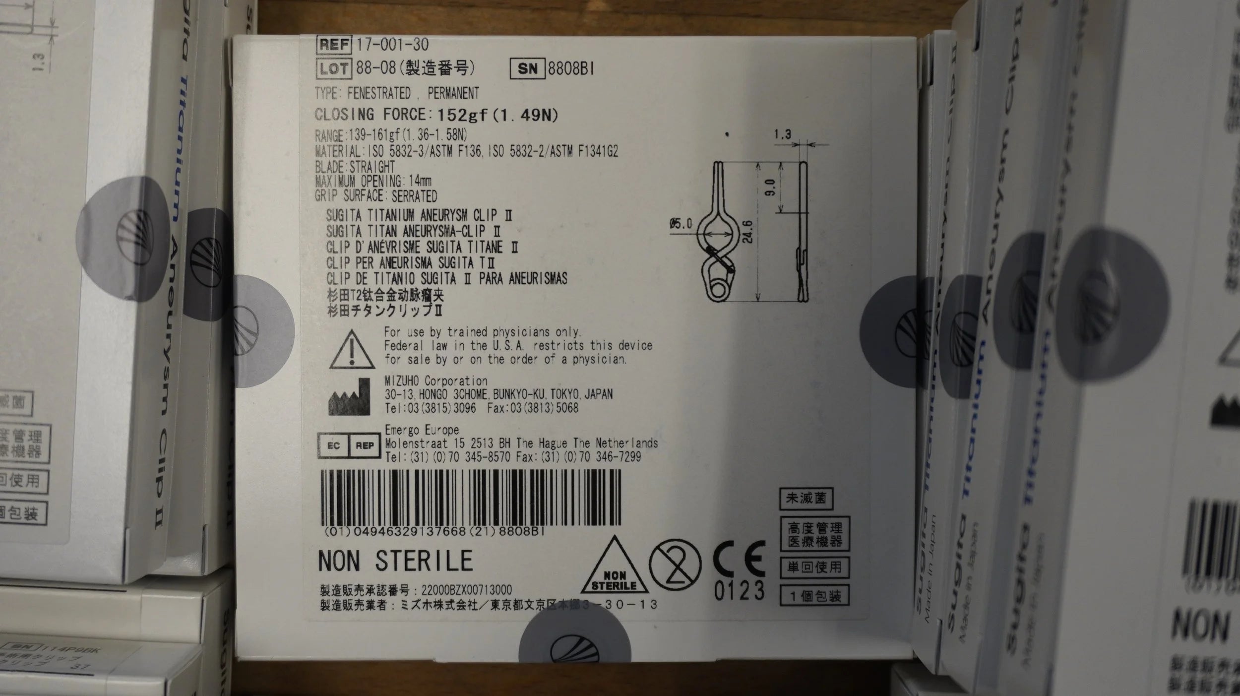 Mizuho | 17-001-30 | SugitaClip Titanium Aneurysm Clip II
