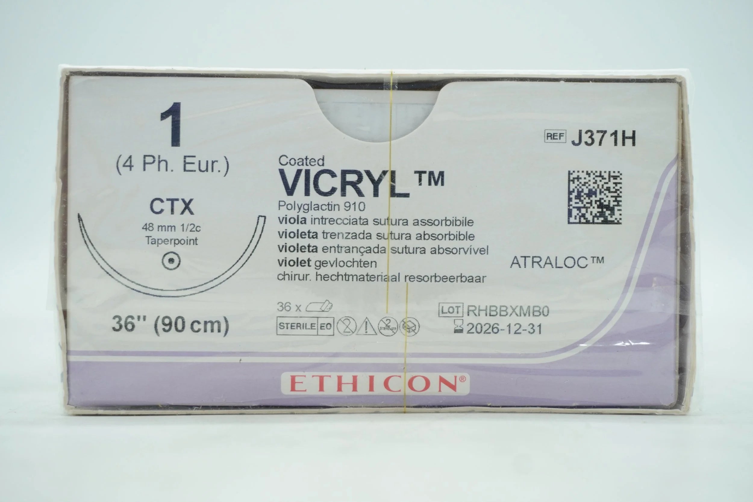 Ethicon | J371H | Coated VICYL Suture Polyglactin 910 1 36" VIOLET BRAIDED