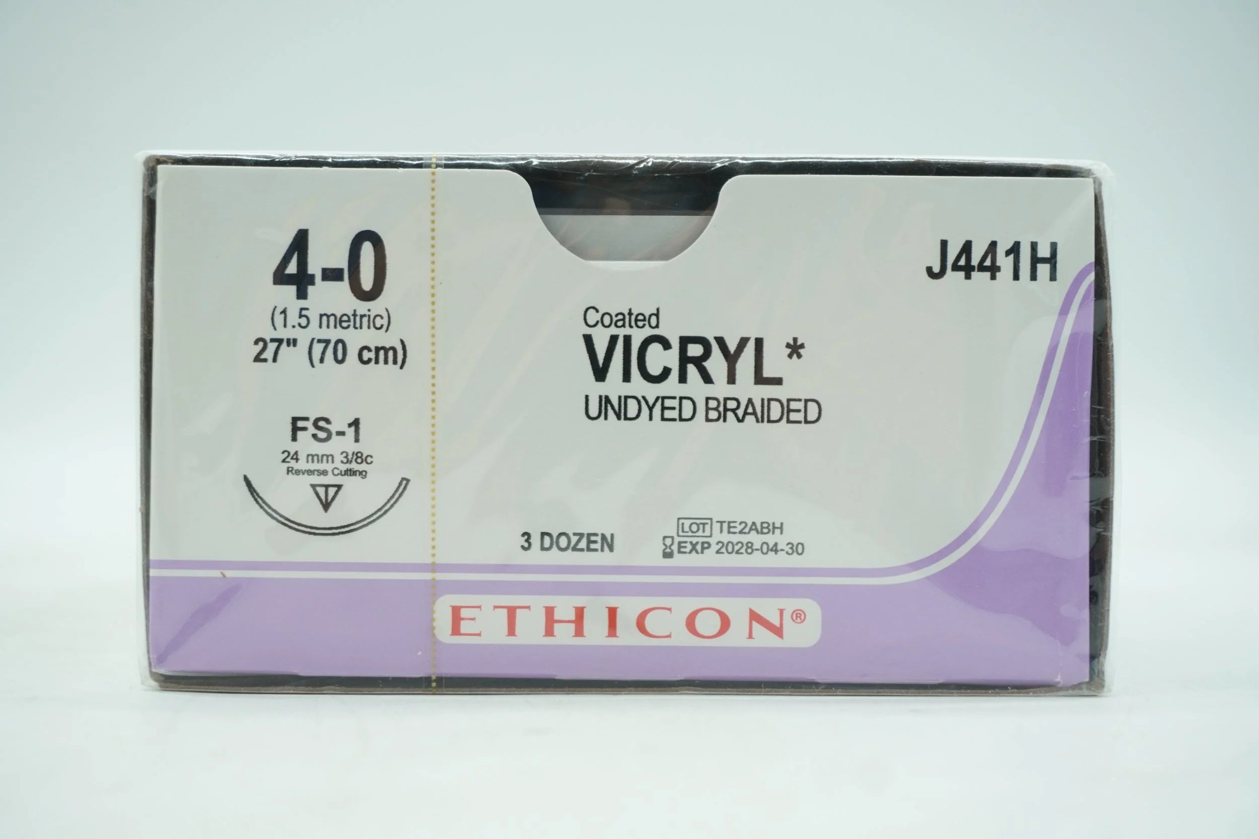 Ethicon | J441H | Coated VICYL Suture Polyglactin 910 4-0 27" UNDYED