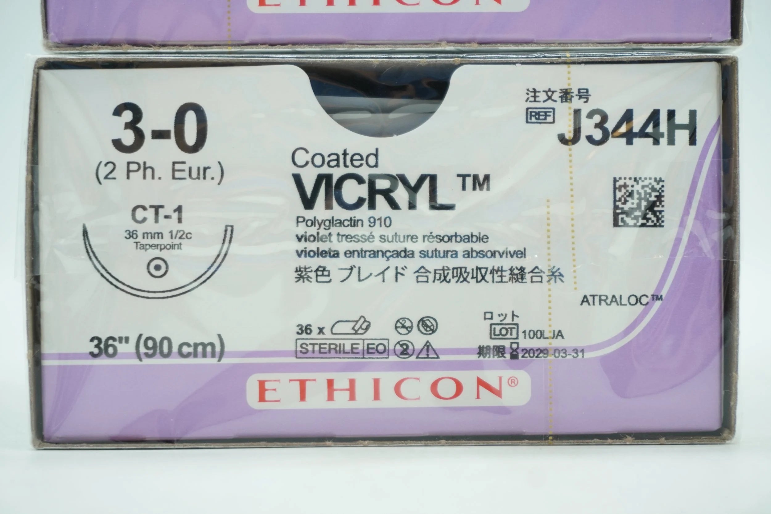Ethicon | J344H | Coated VICYL Suture Polyglactin 910 3-0 36" UNDYED