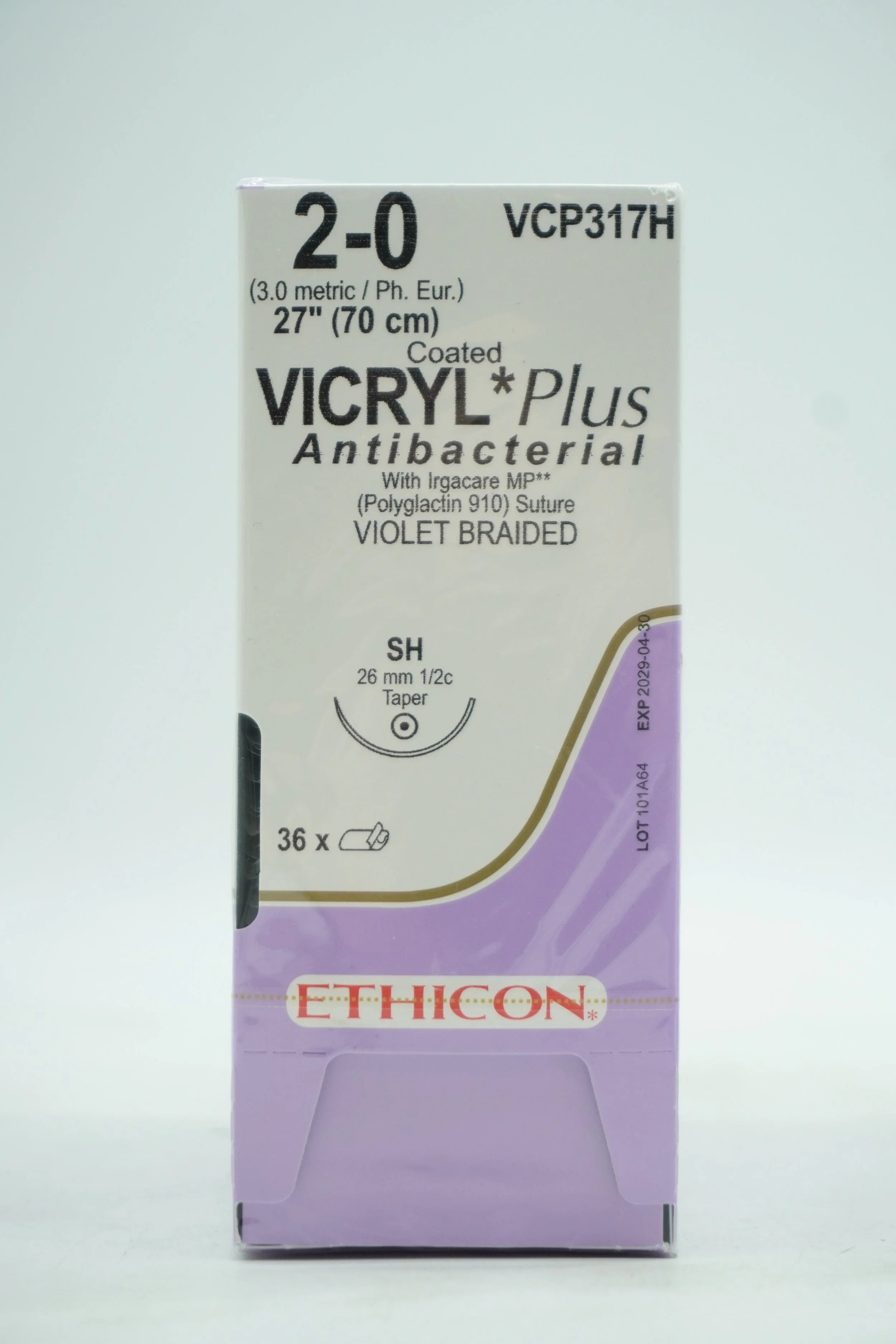 Ethicon | VCP317H | Coated VICYL Plus Antibacterial Suture Polyglactin 910 2-0 27"