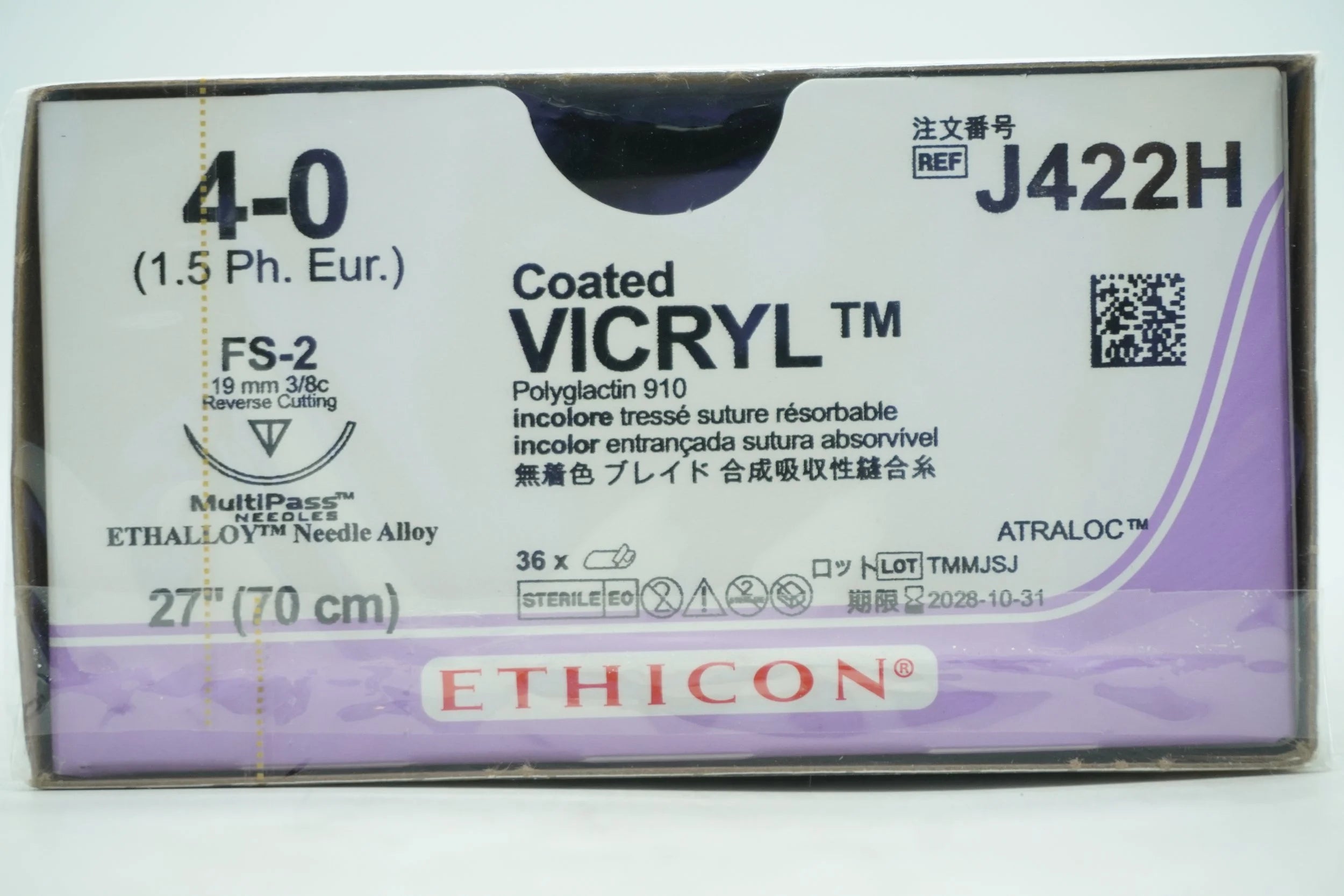 Ethicon | J422H | Coated VICRYL UNDYED 4-0 27"