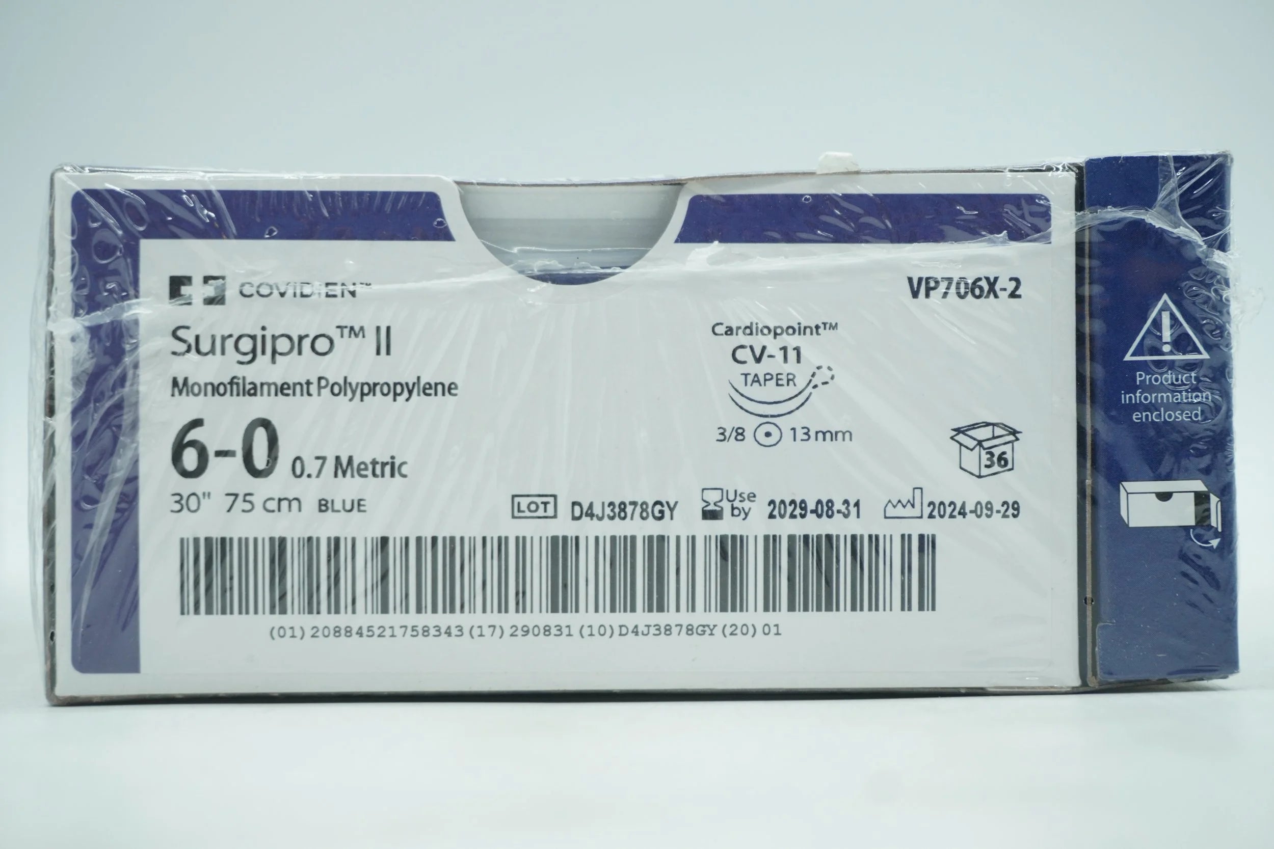 Covidien | VP706X-2 | SURGIPRO 6-0 30IN BLUE CV-11 DA CARDIOPOINT