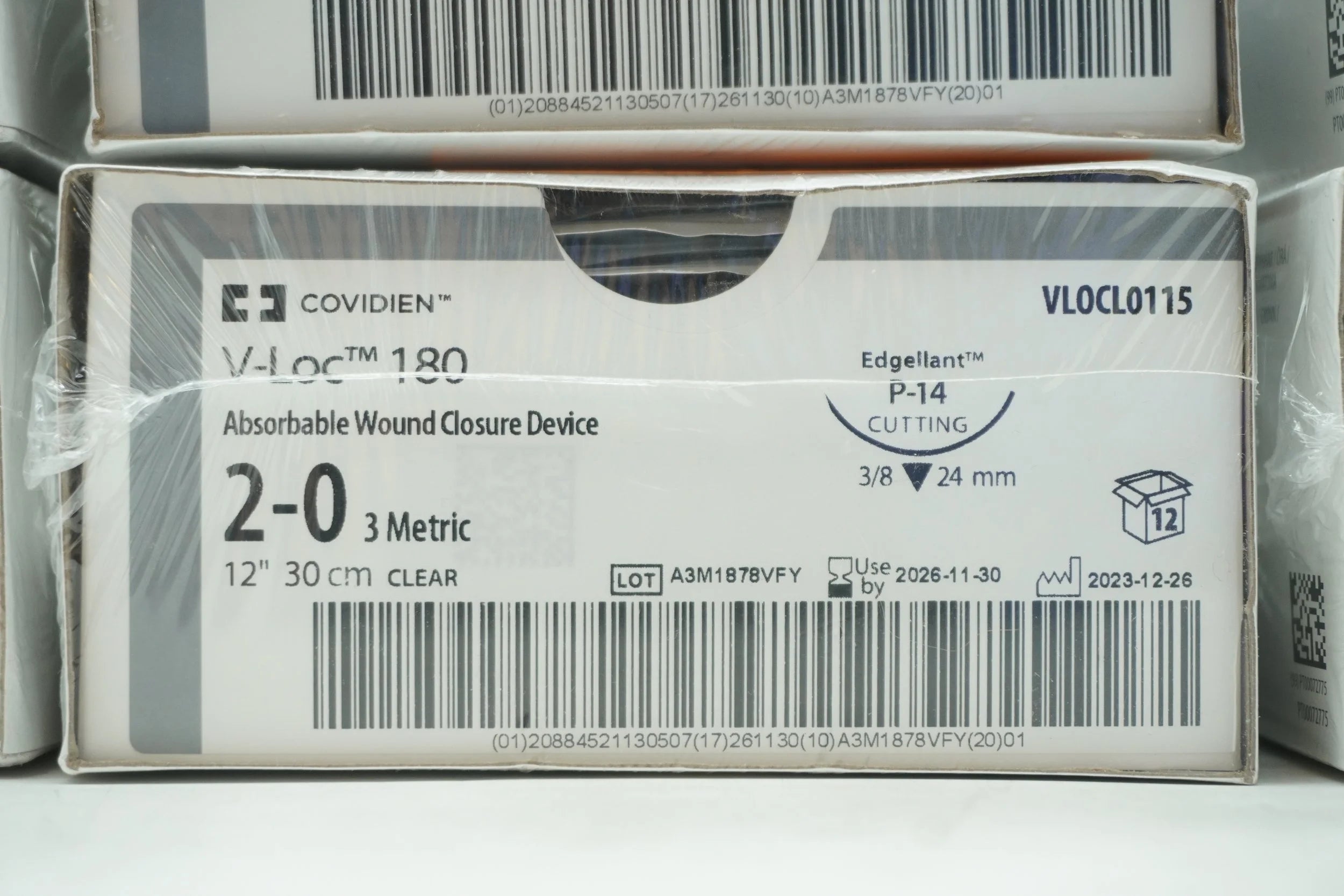 Covidien | VLOC0115 | V-LOC 180 Absorbable Wound Closure Device 2-0 3 Metric 12" 30cm CLEAR