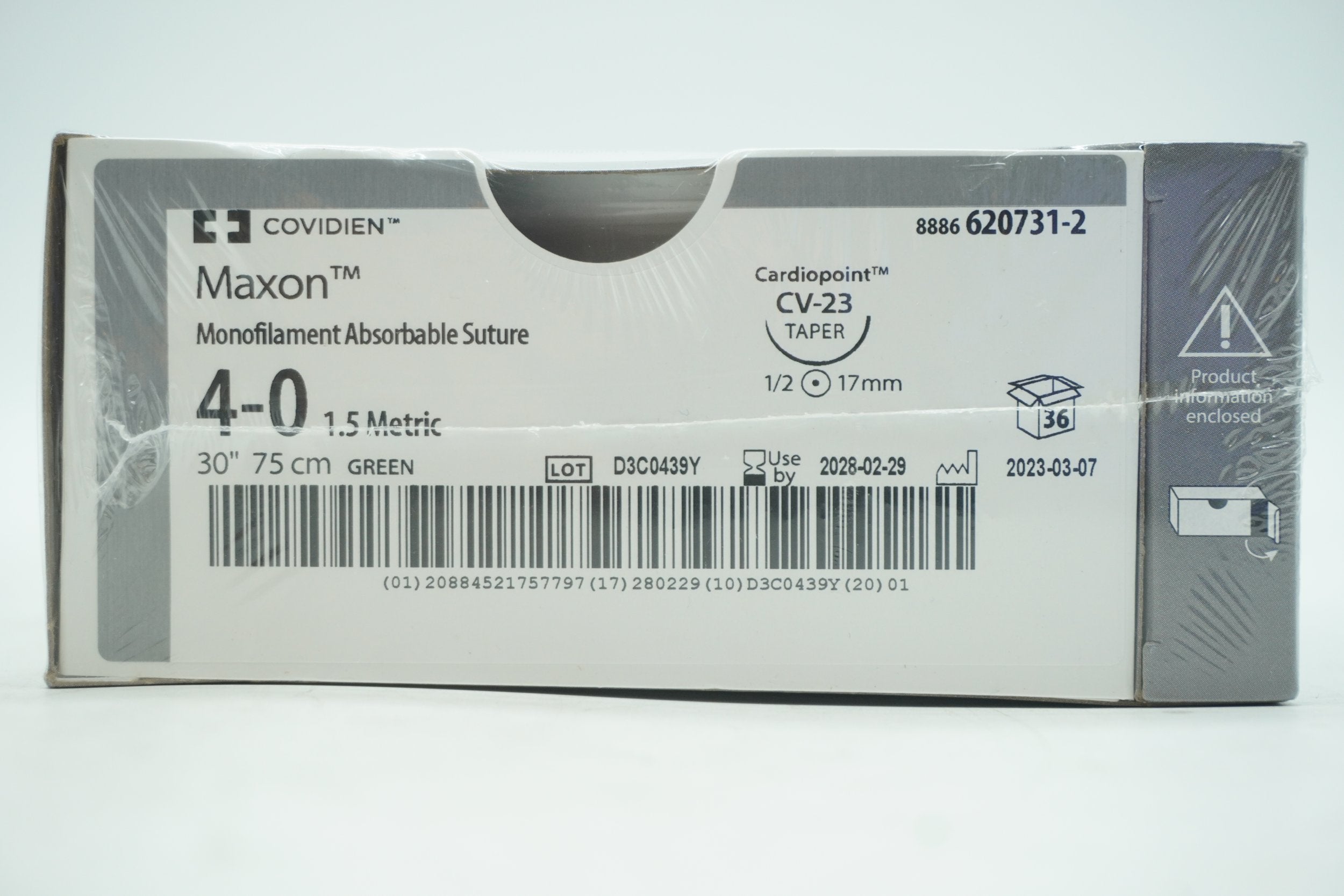 Covidien | 620731-2 | Maxon green 30" Cardiopoint CV-23 taper 4-0