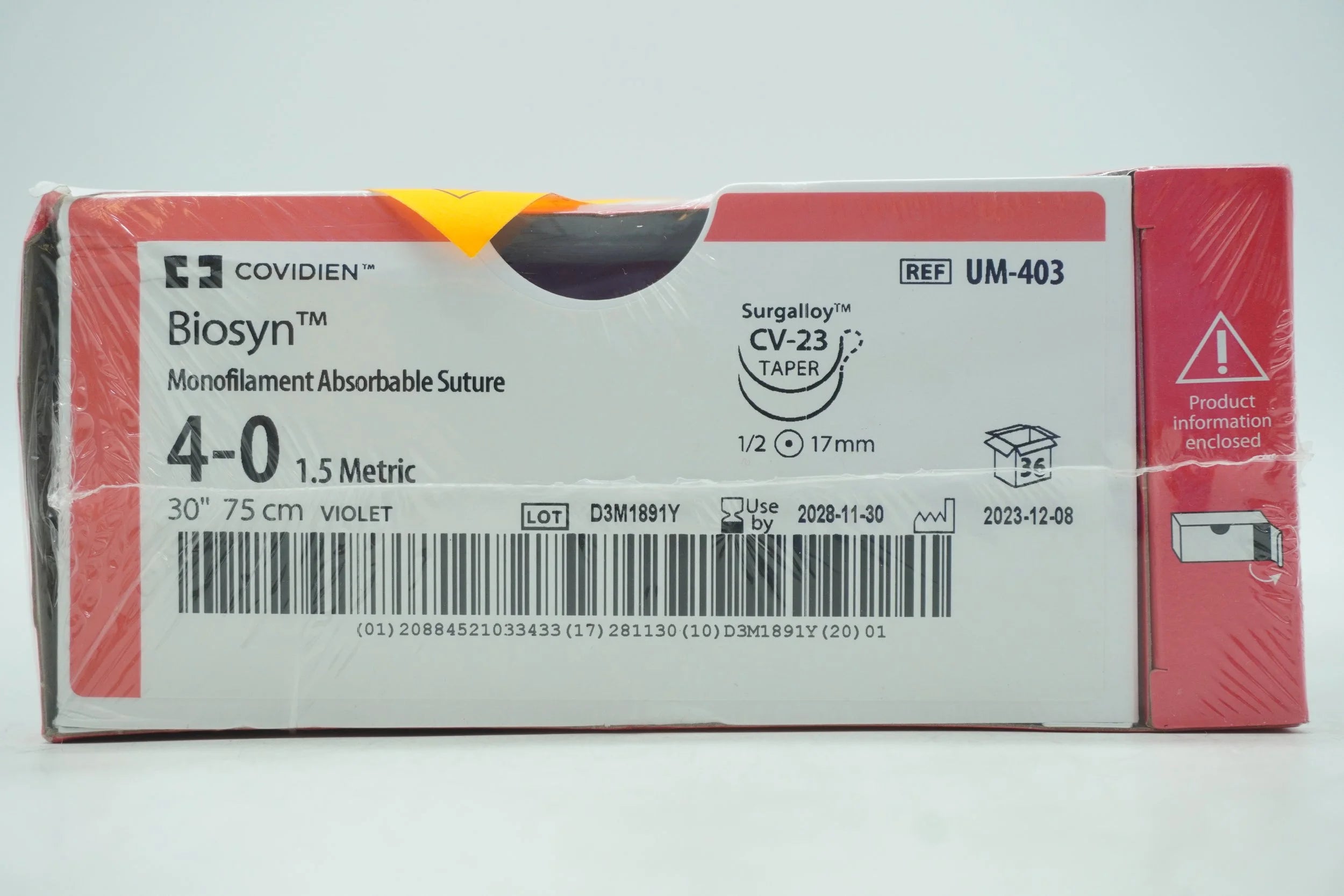 Covidien | UM-403 | Biosyn violet 30" CV-23 taper, double armed 4-0