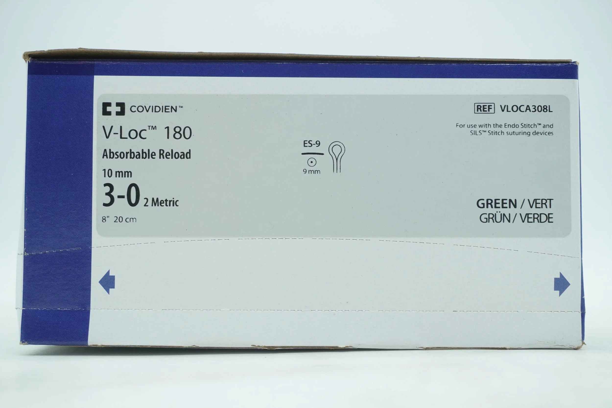 Covidien | VLOCA308L | 3-0 V-Loc 180 green 8" ES-9 taper, 10mm Absorbable Reload