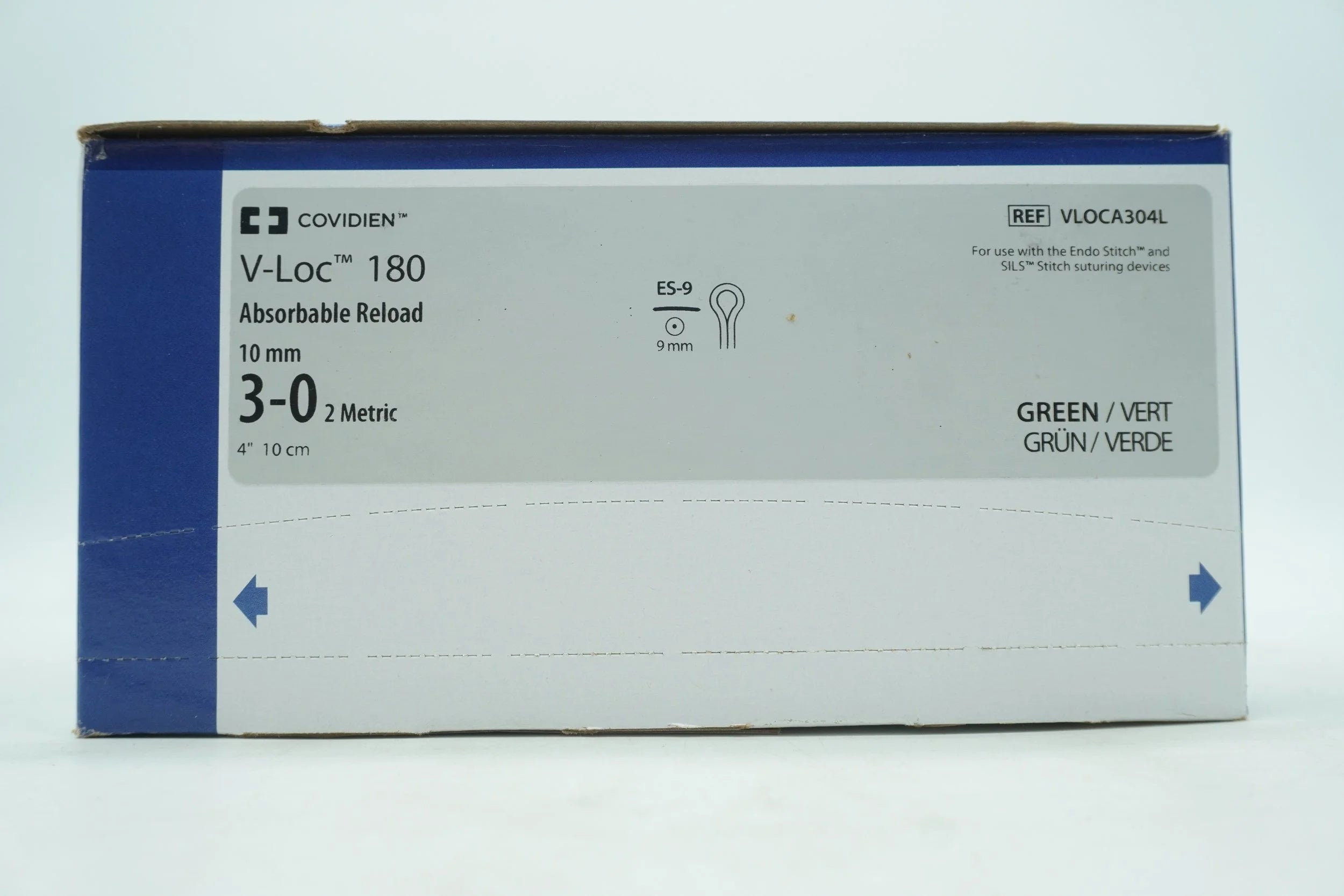 Covidien | VLOCA304L | 3-0 V-Loc 180 green 4" ES-9 taper, 10mm Absorbable Reload