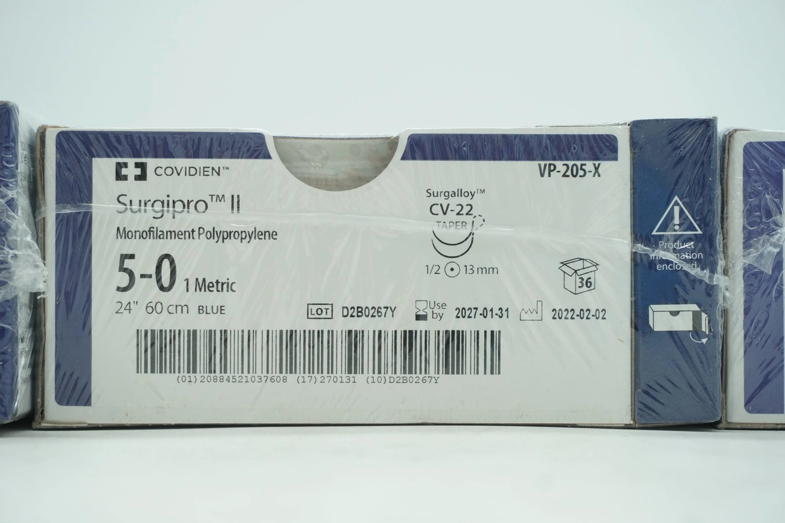 Covidien | VP-205-X | Surgipro Monofilament Polypropylene 5-0 1 Metric 24" 60cm BLUE