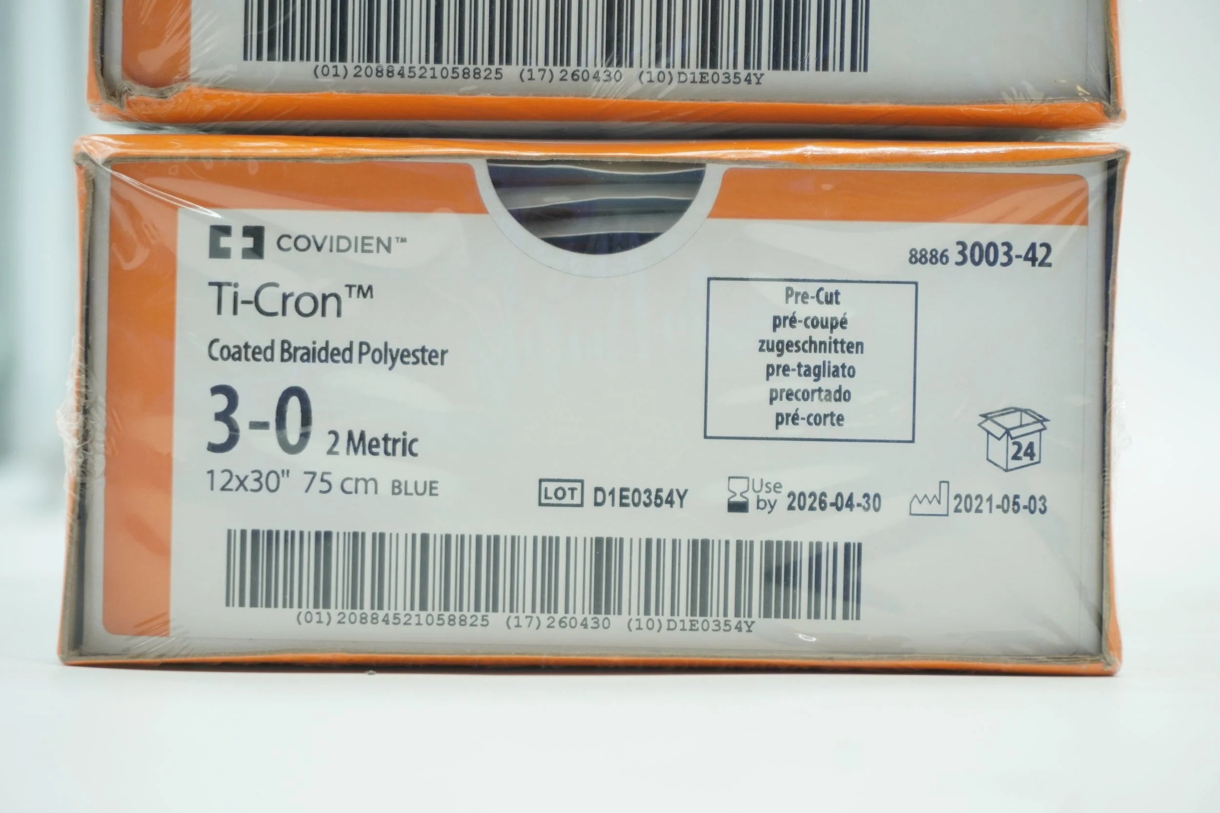 Covidien | 3003-42 | Ti-Cron Coated Braided Polyester 3-0 2 Metric 12x30" 75cm BLUE