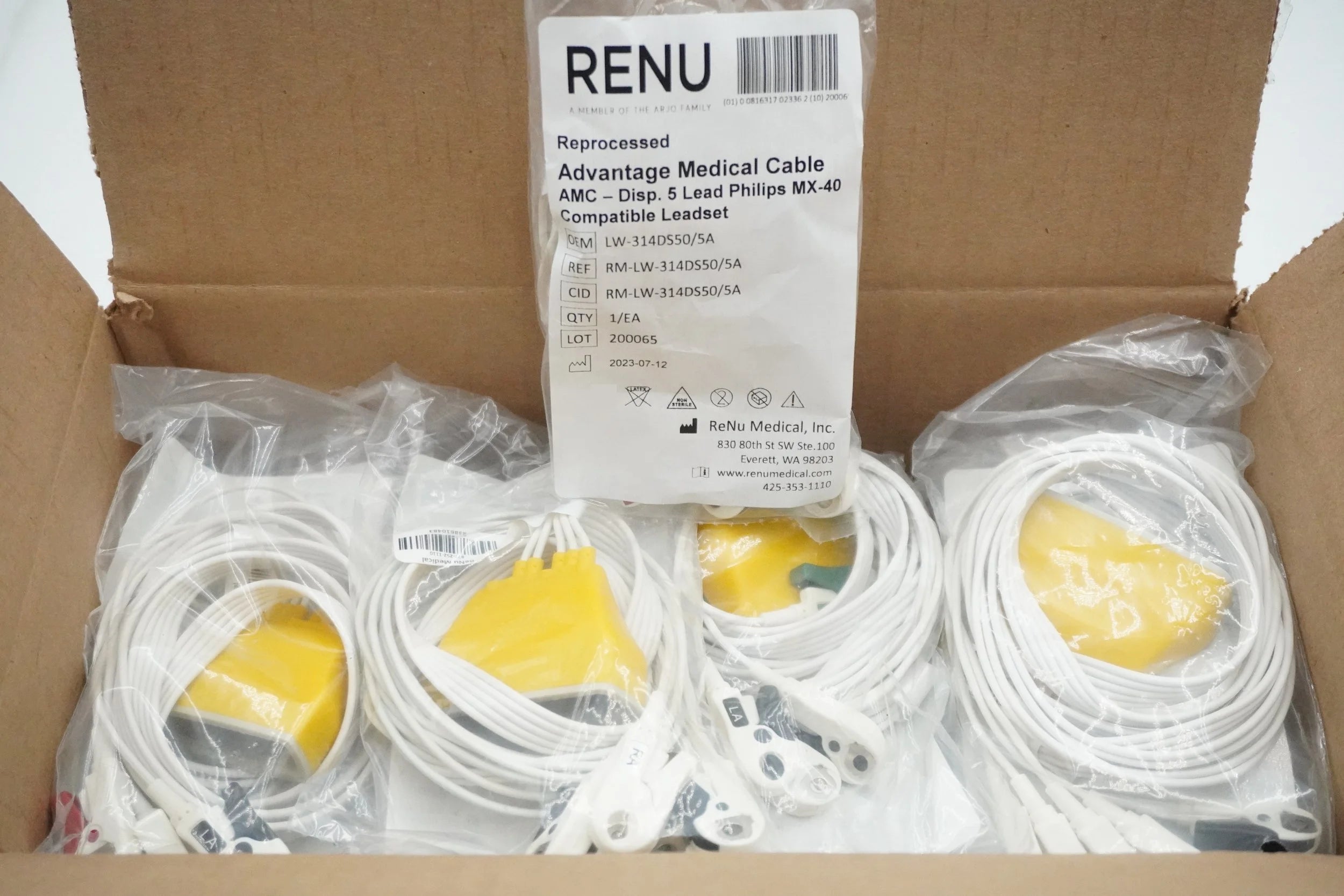 ReNu Medical | LW-314DS50/5A | Advantage Medical Cable AMC 5 Lead Philips MX-40 Compatible Leadset