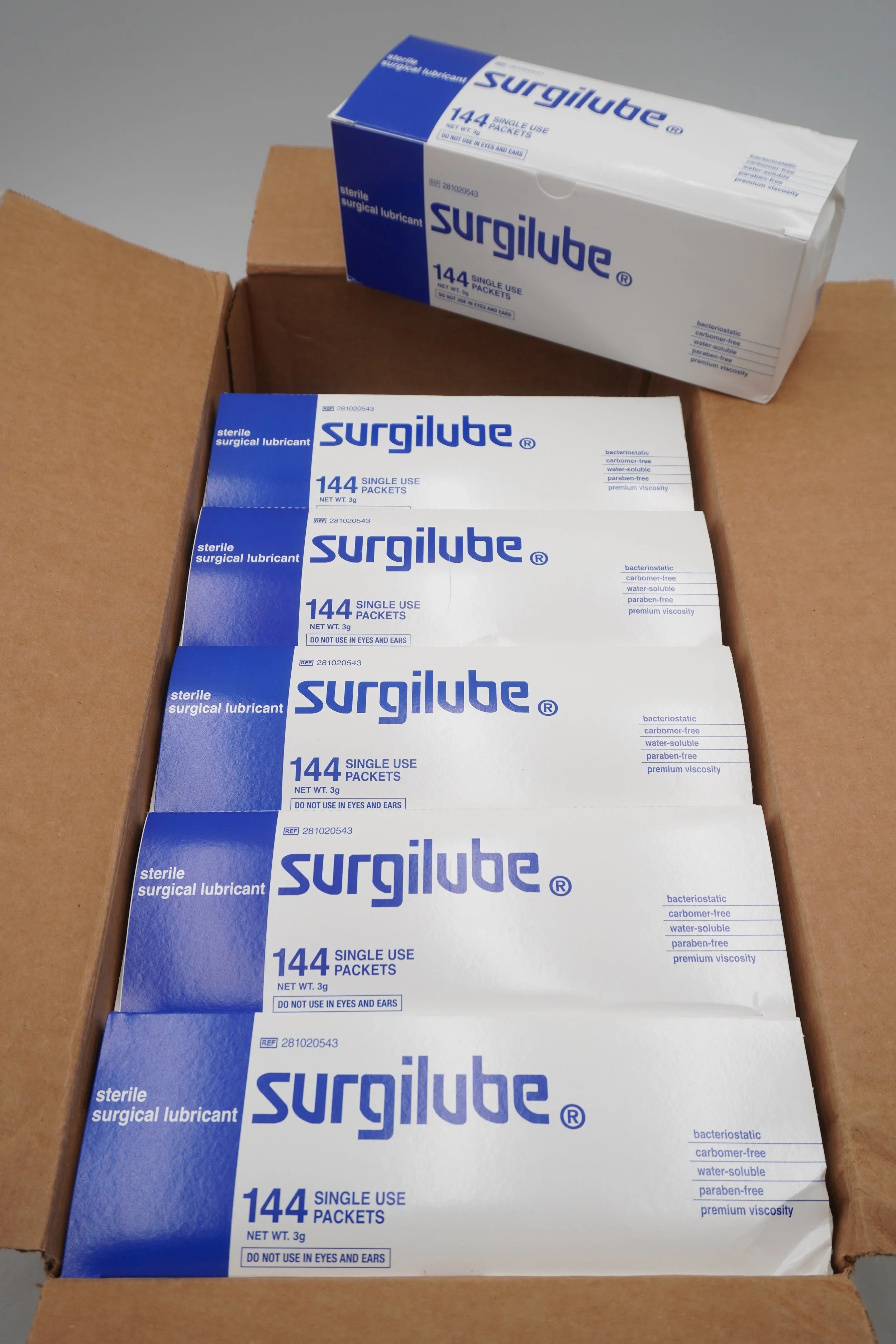 SURGILUBE | 281020543 | 12 Boxes of 144 3g foil packets, Sterile, carbomer-free lubricating jelly bacteriostatic with chlorhexidine gluconate
