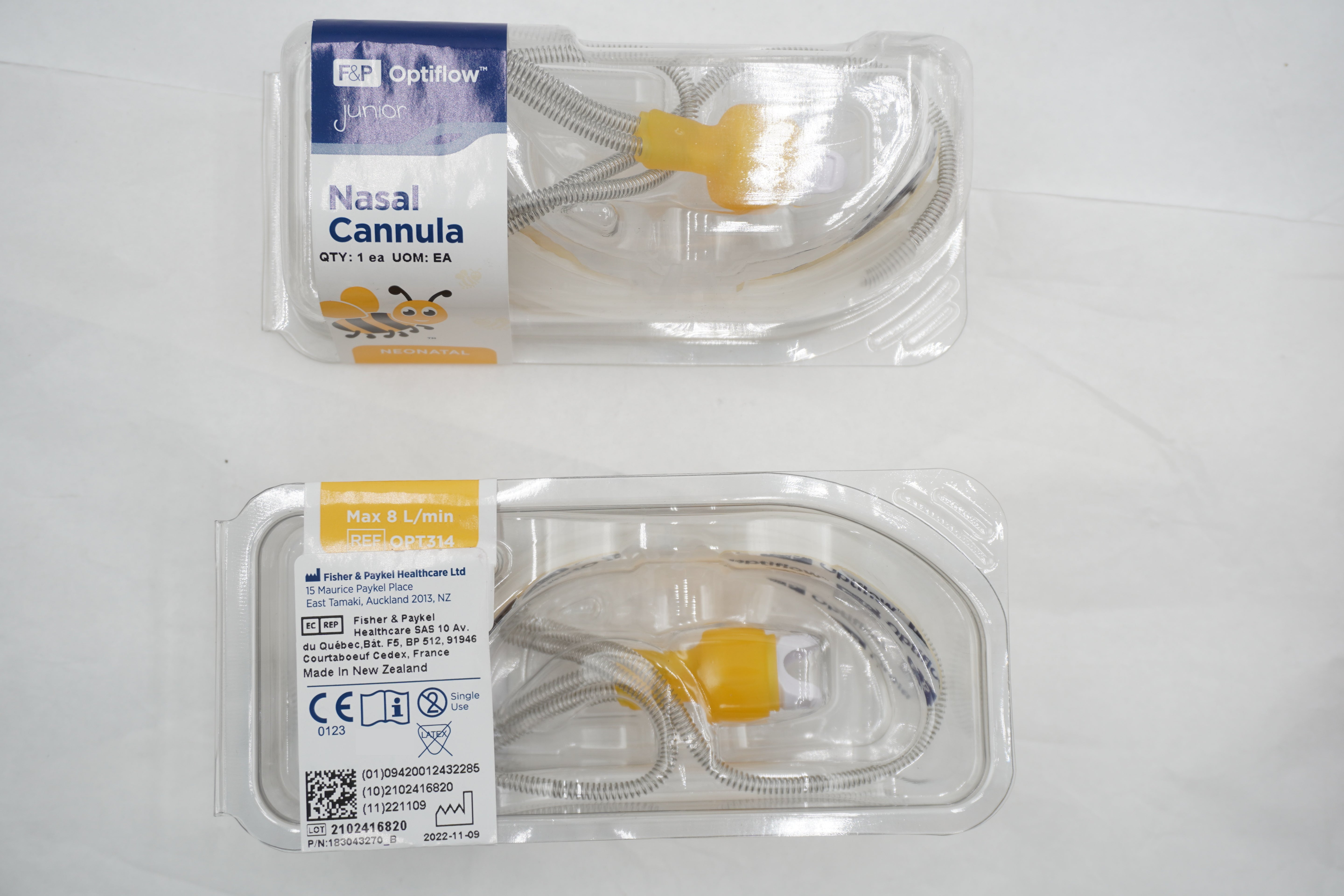 Fisher & Paykel | OPT314 | F&P Optiflow Junior neonatal nasal cannula — single-use, high-flow interface with WigglePads for neonates.