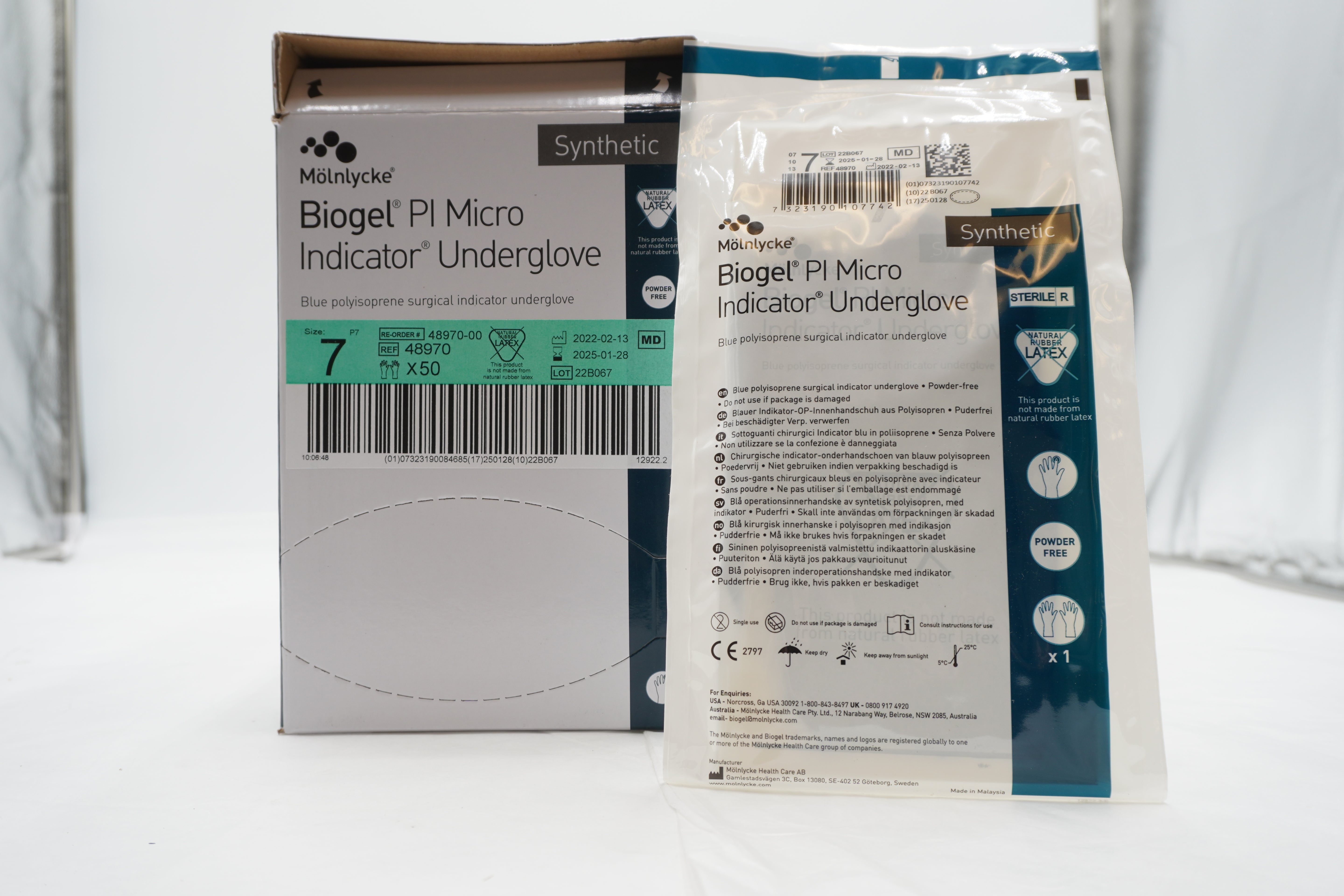 Molnlycke | 48970 | Biogel PI Micro Indicator Underglove Gloves Size 7