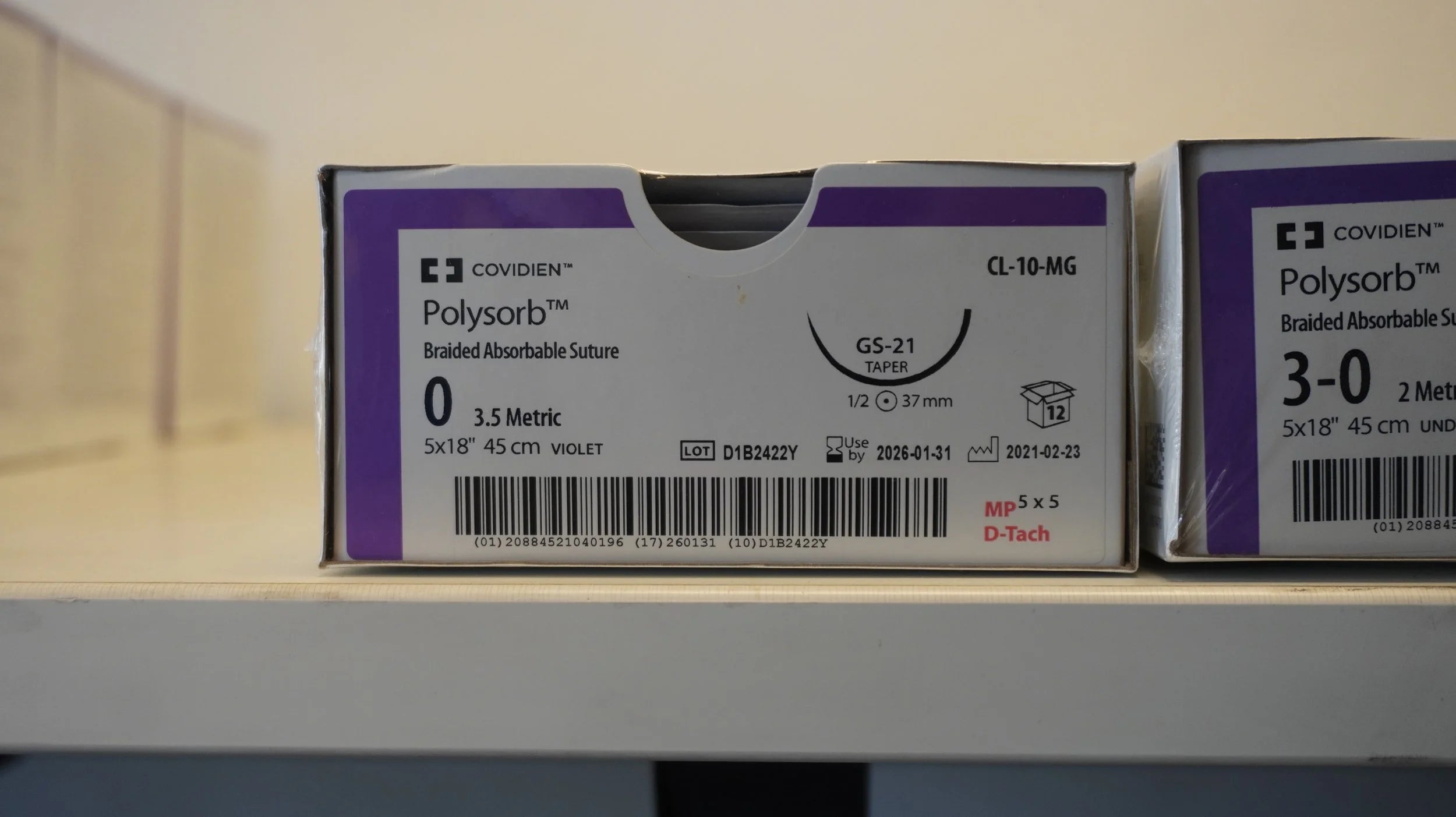 Covidien | CL-10-MG | Polysorb Braided Absorbable Suture 0 3.5 Metric 5x18" 45cm VIOLET