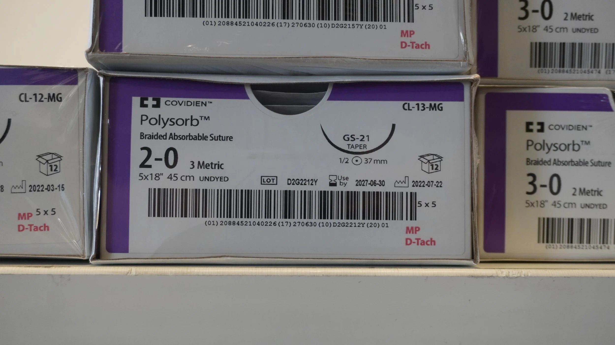 Covidien | CL-13-MG | Polysorb Braided Absorbable Suture 2-0 3 Metric 5x18" 45cm UNDYED