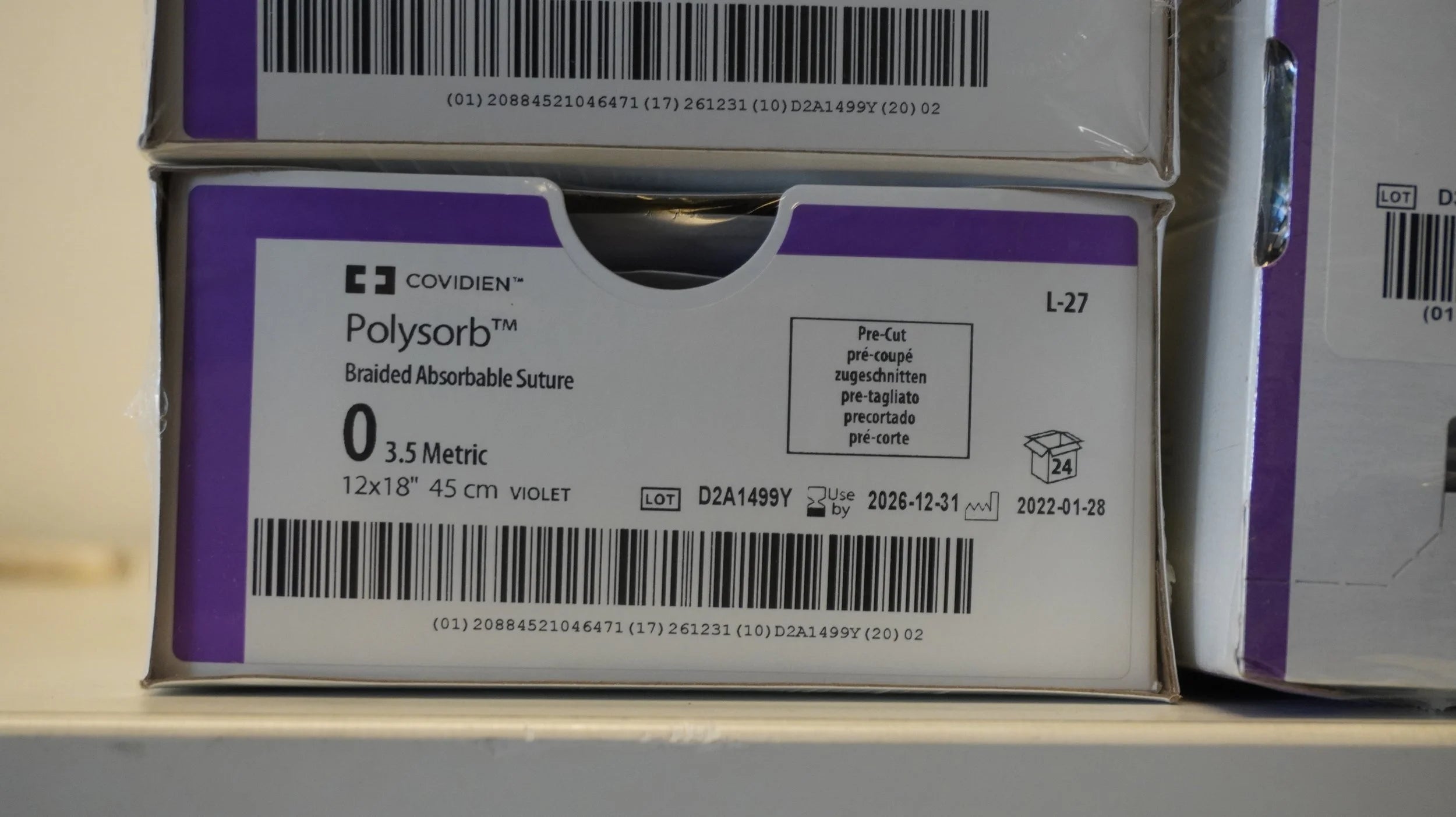 Covidien | L-27 | Polysorb Braided Absorbable Suture 0 3.5 Metric 12x18" 45cm VIOLET