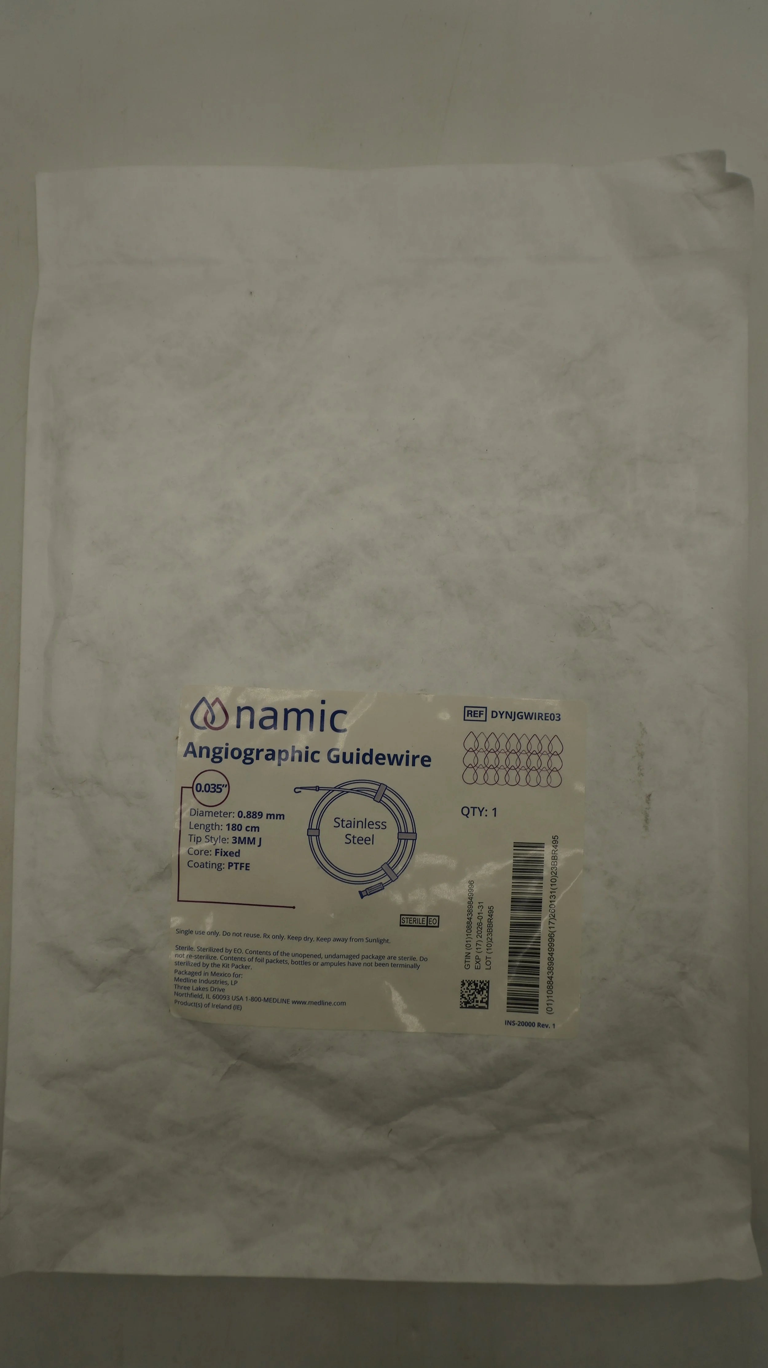 Medline | DYNJGWIRE03 | Angiographic Guidewire 0.035"