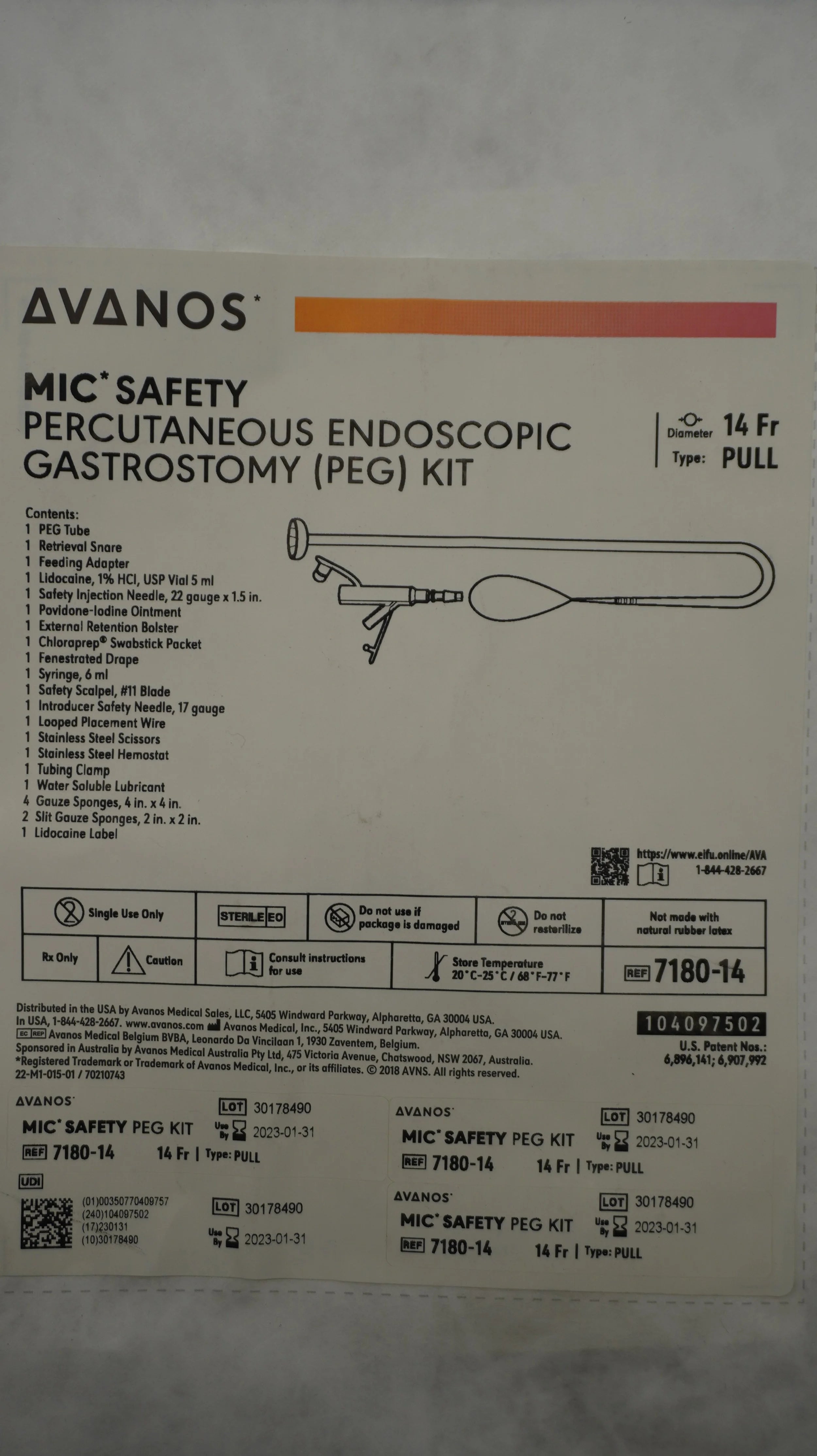 Avanos Medical | 7180-14 | MIC SAFETY Percutaneous Endoscopic Gastrostomy KIT