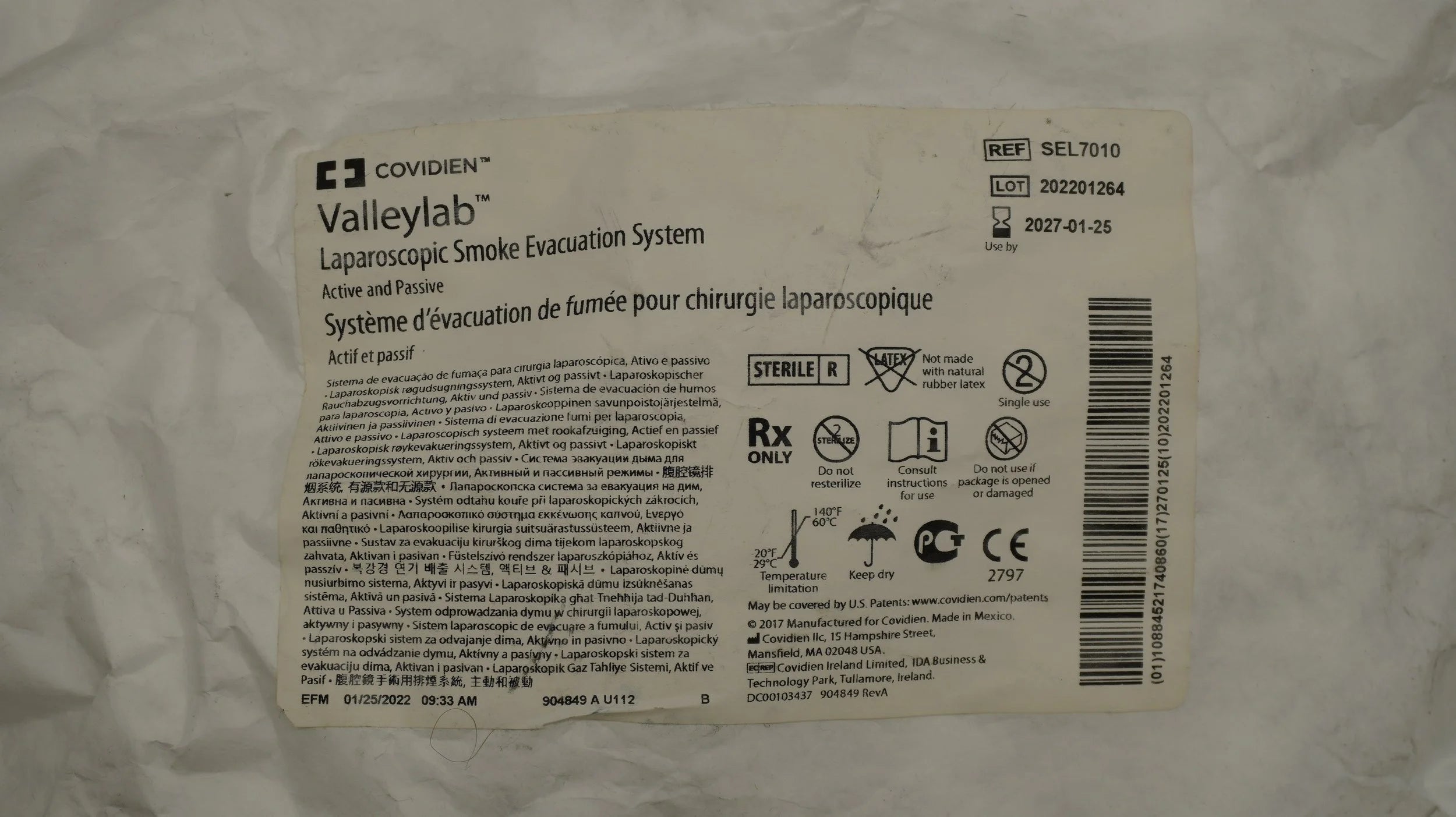 Covidien | SEL7010 | Valleylab Laparoscopic Smoke Evacuation System
