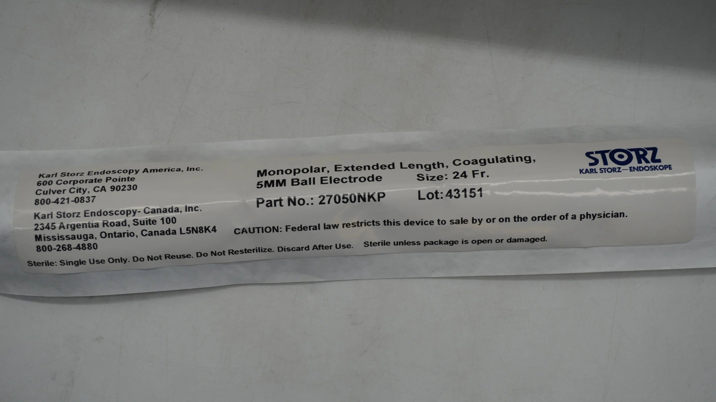 Karl Storz Endoskope | 27050NKP | Monopolar Coagulating Electrode 24 Fr 5mm