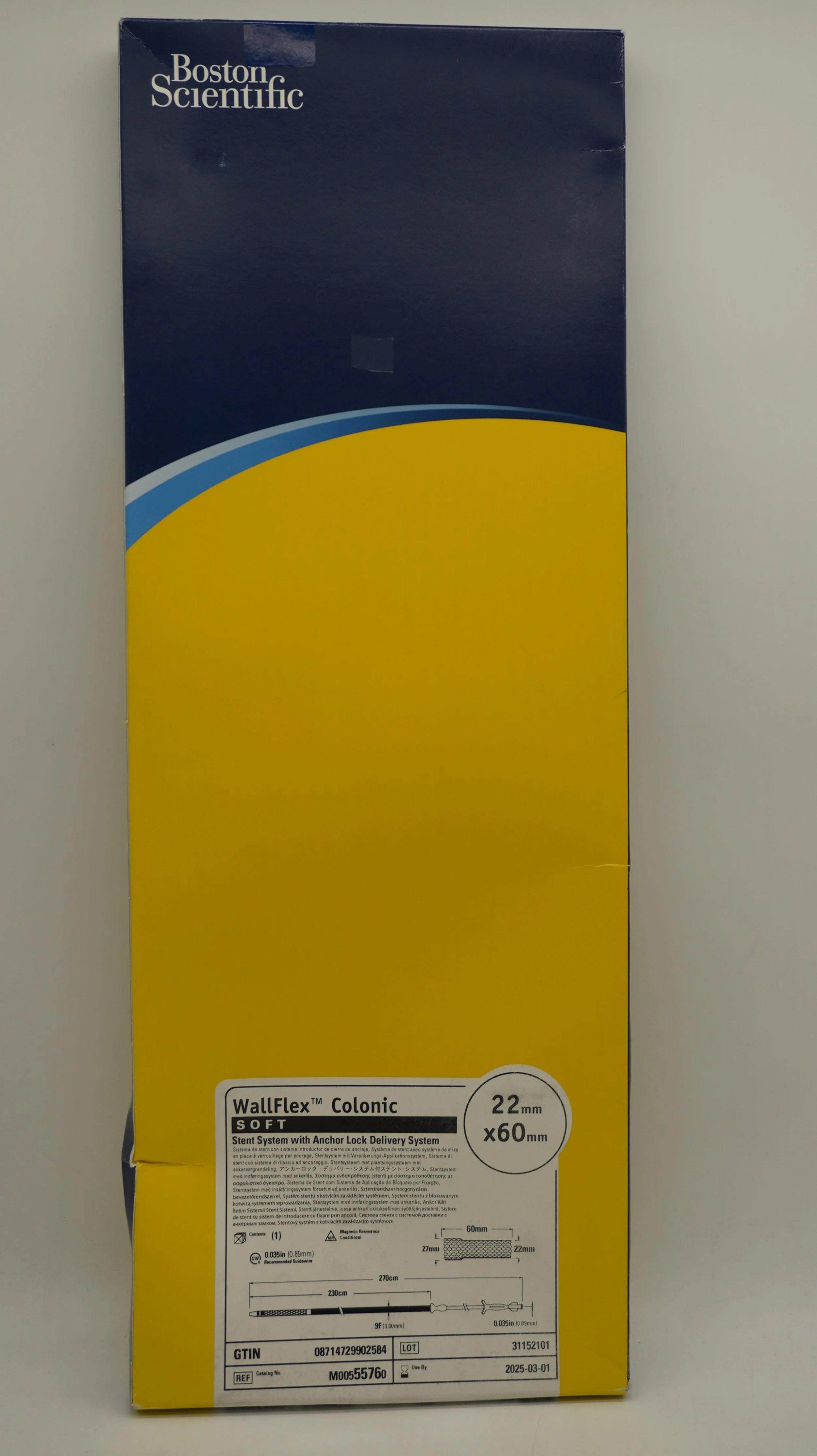 Boston Scientific | 5576 | WallFlex Colonic SOFT Stent System with Anchor Lock Delivery System 22mm x 60mm