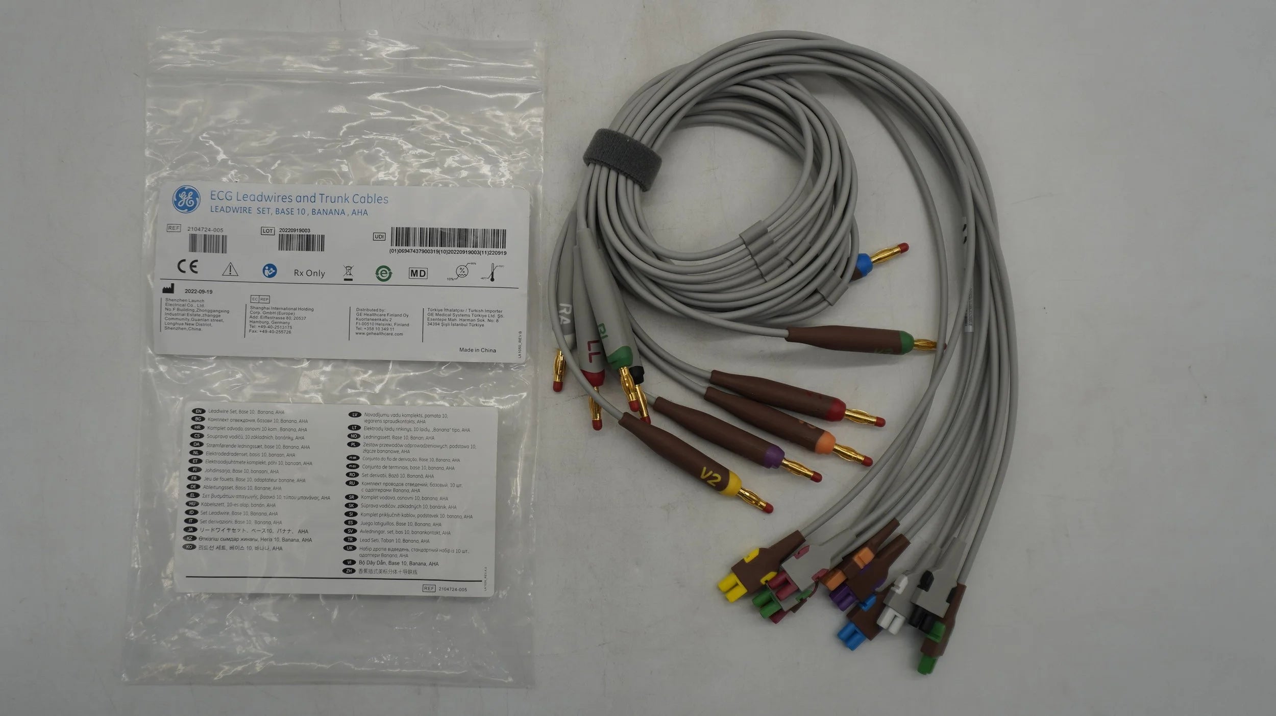 GE | 2104724-005 | Medical Systems Information Technology (GEMSIT) ECG LEADWIRES, BASE 10, BANANA, AHA