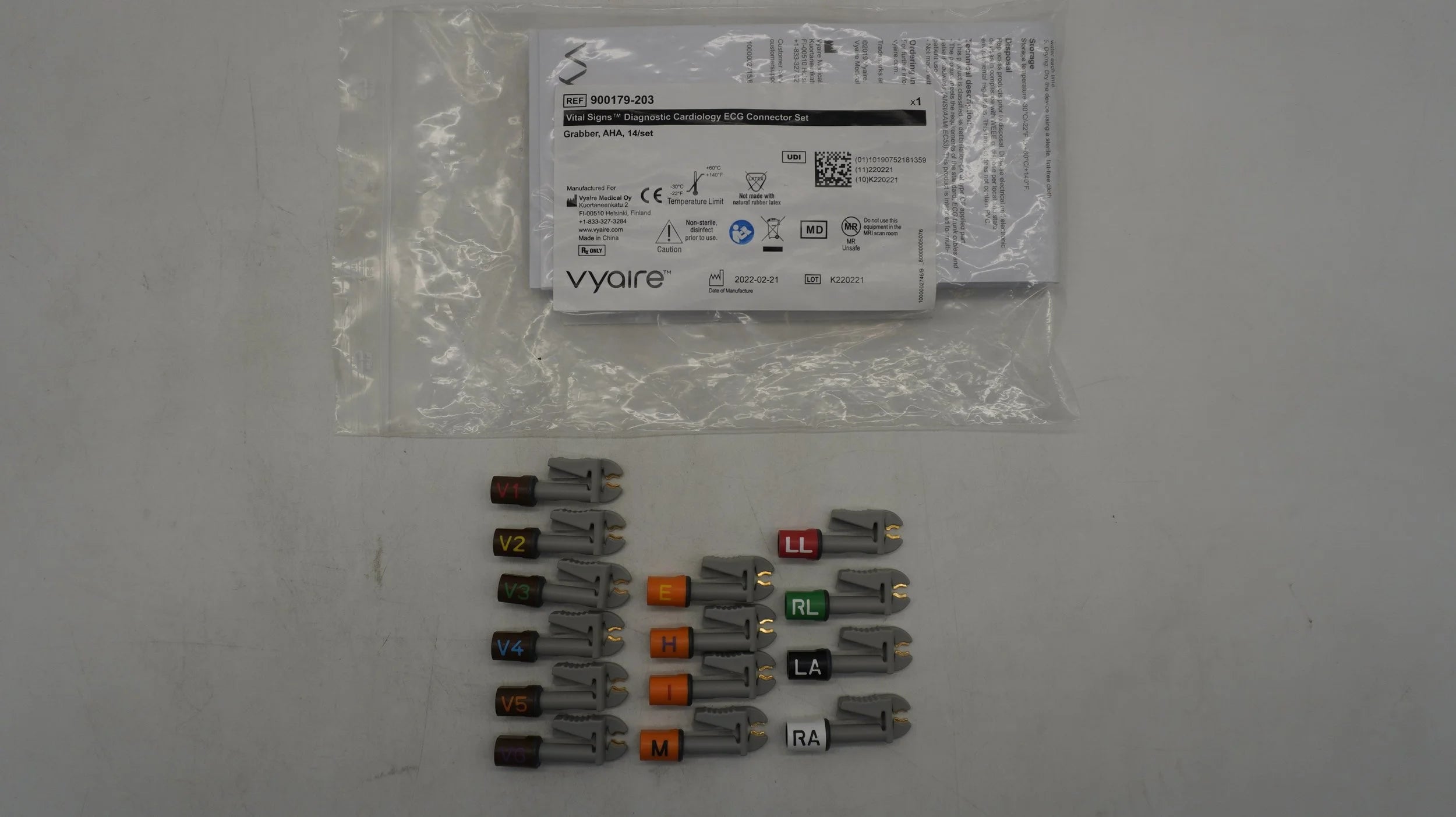 Vyaire Medical | 900179-203 | Vital Signs Diagnostic Cardiology ECG Connector Set Grabber, AHA 14/SET