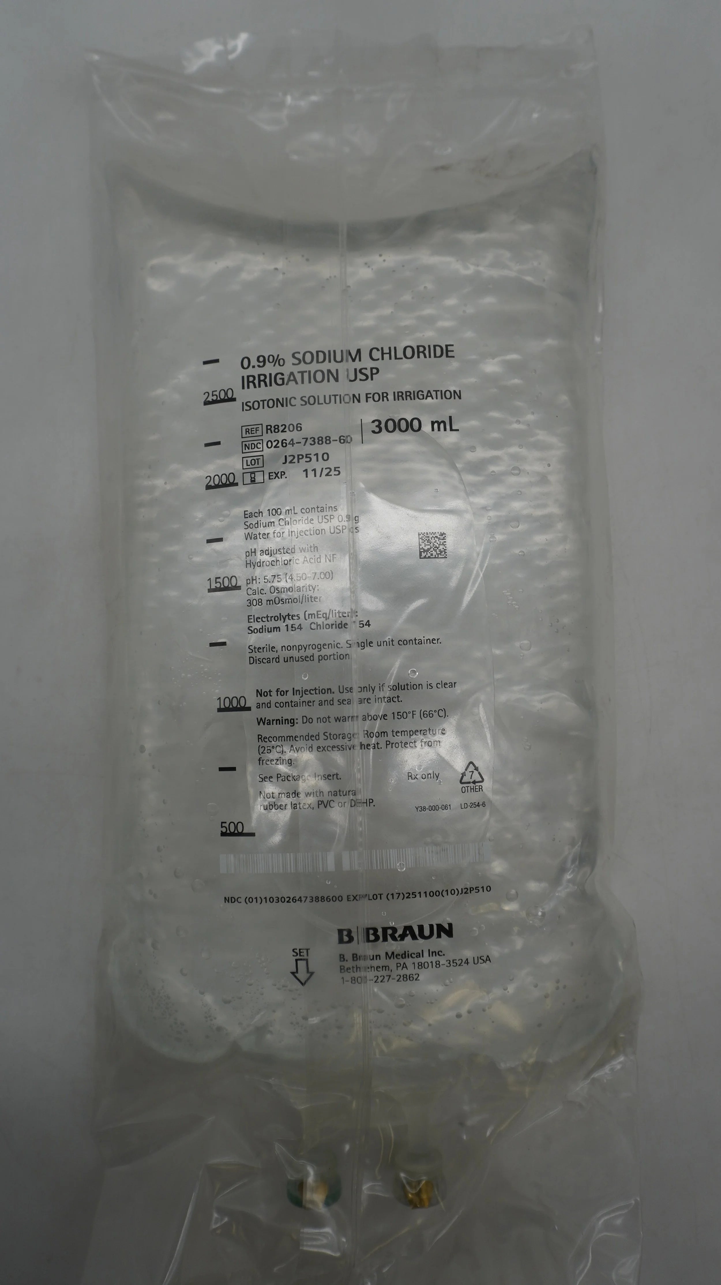 B Braun | R8206 | 0.9% Sodium Chloride Irrigation USP 3000ml